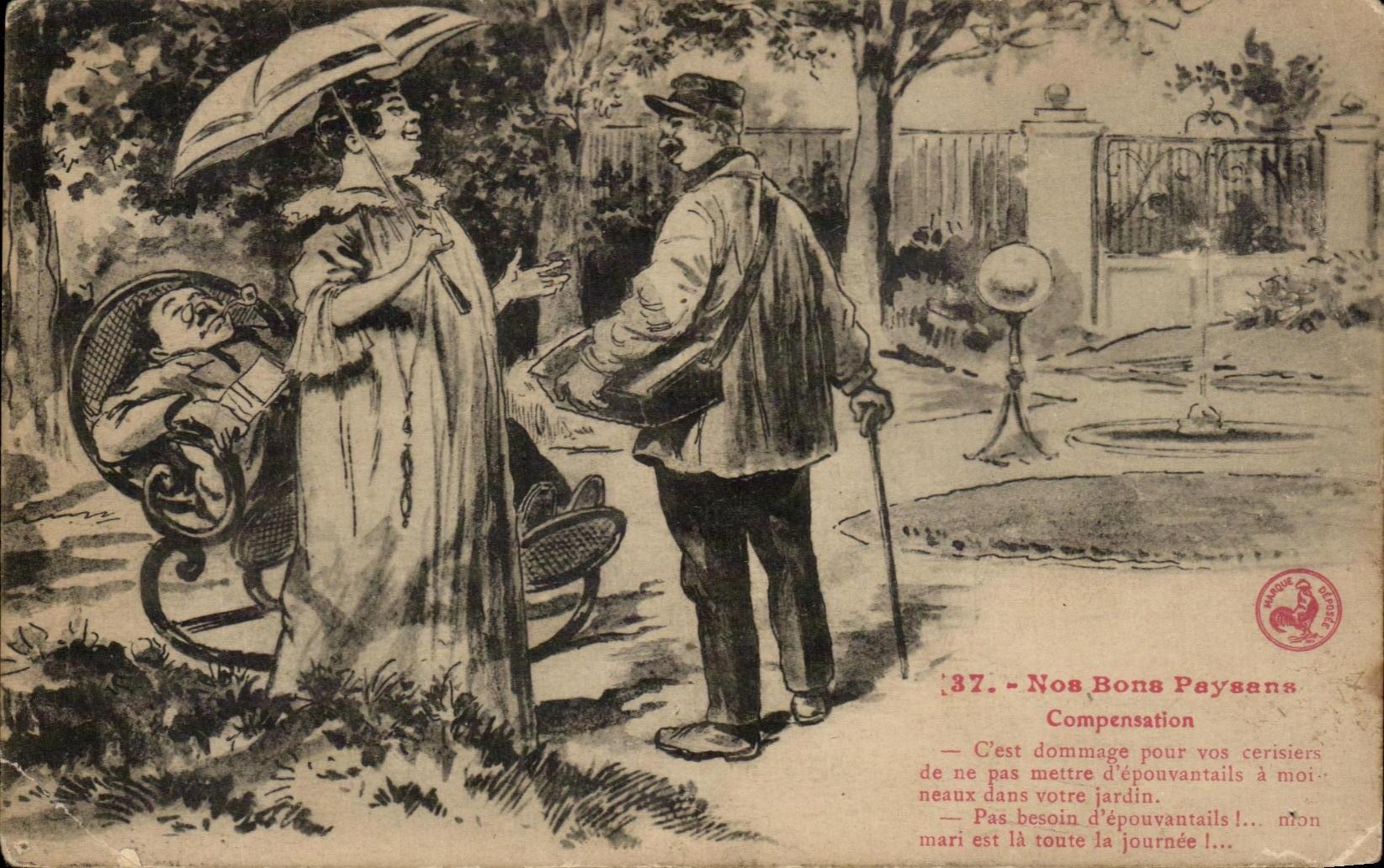 CPA Fantaisie Nos bons paysans Compensation Facteur Humour