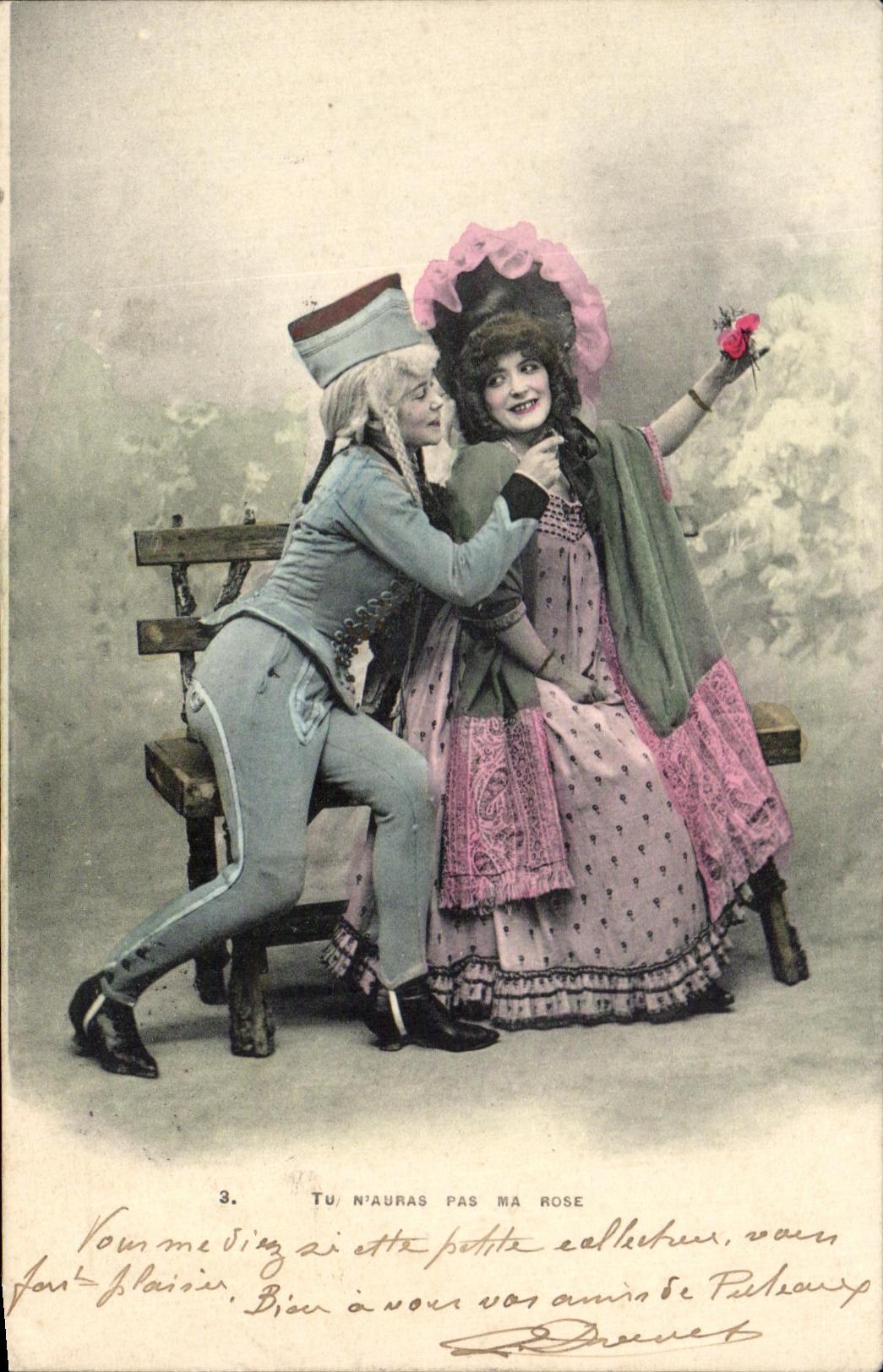 CPA Fantaisie Femme Tu n'auras pas ma rose