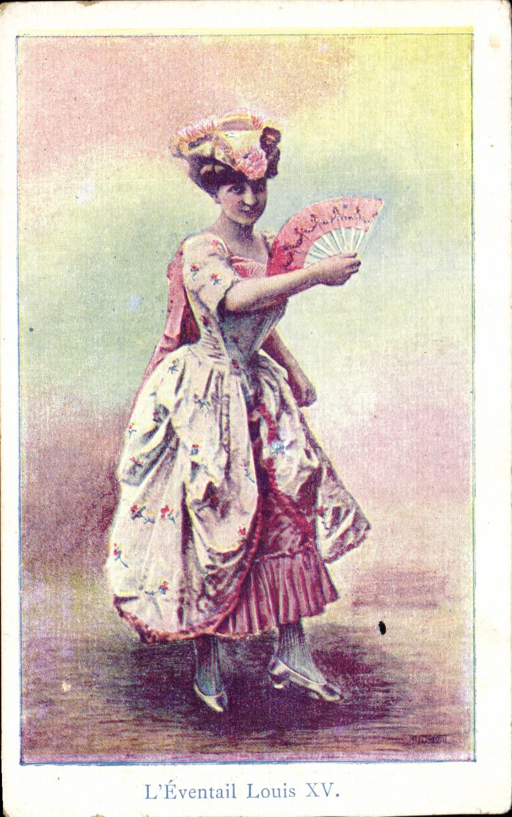 CPA Fantaisie Femme Eventail Louis XV
