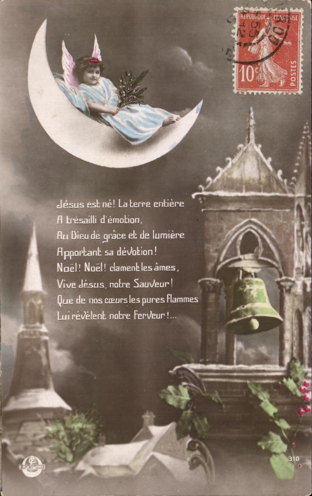 CPA Fantaisie enfant Luge Cloche 