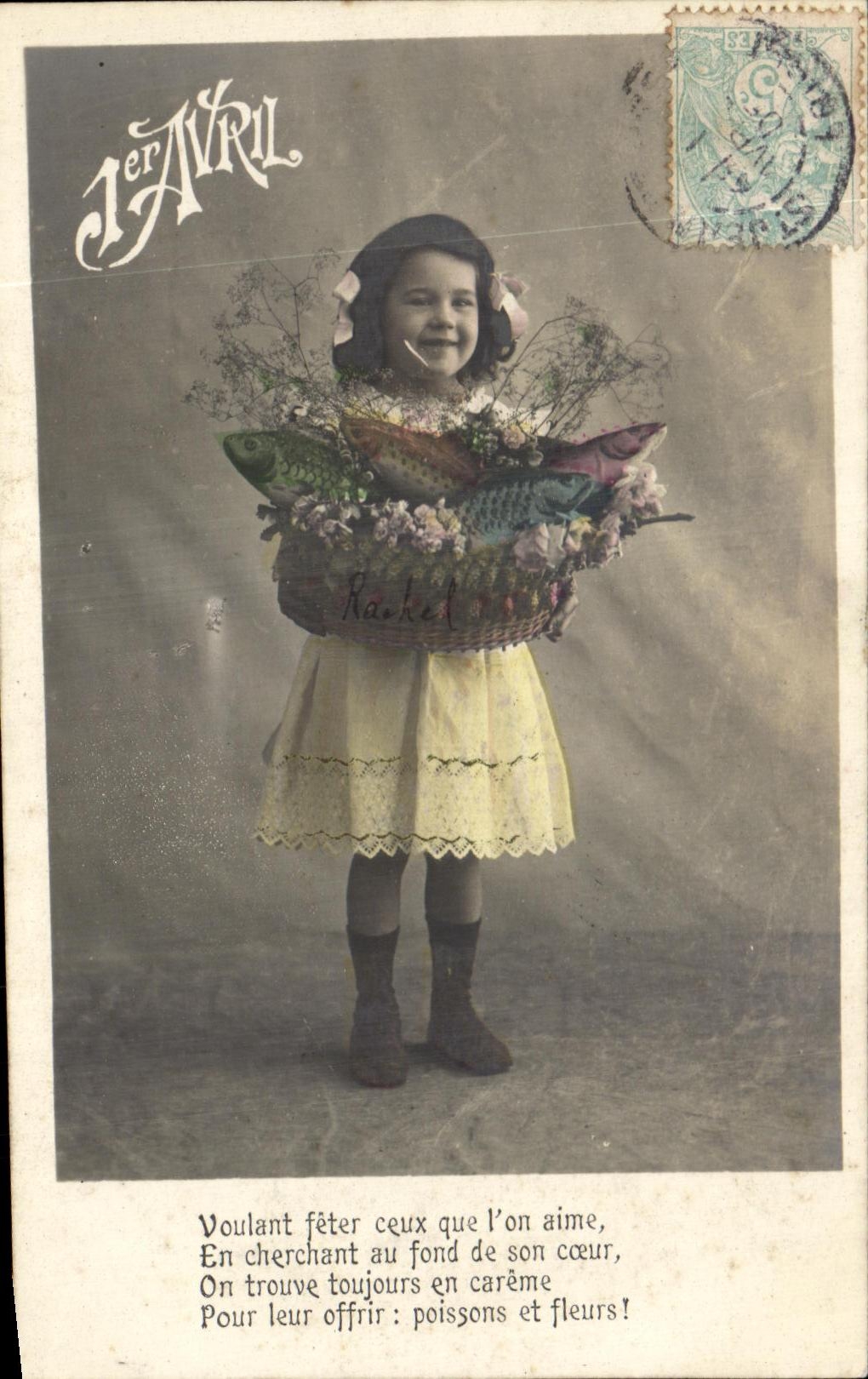 CPA Fantaisie Enfant Paques oeufs 1er avril