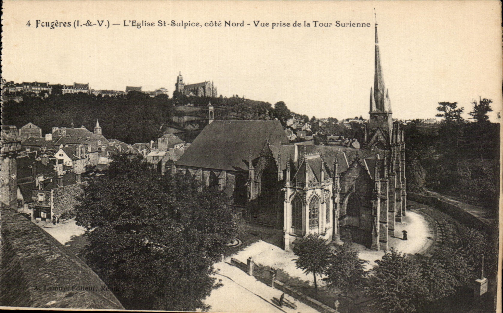 CPA Fougeres l'Eglise St Dulpices cote Notre vue prise de la Tour Surienne