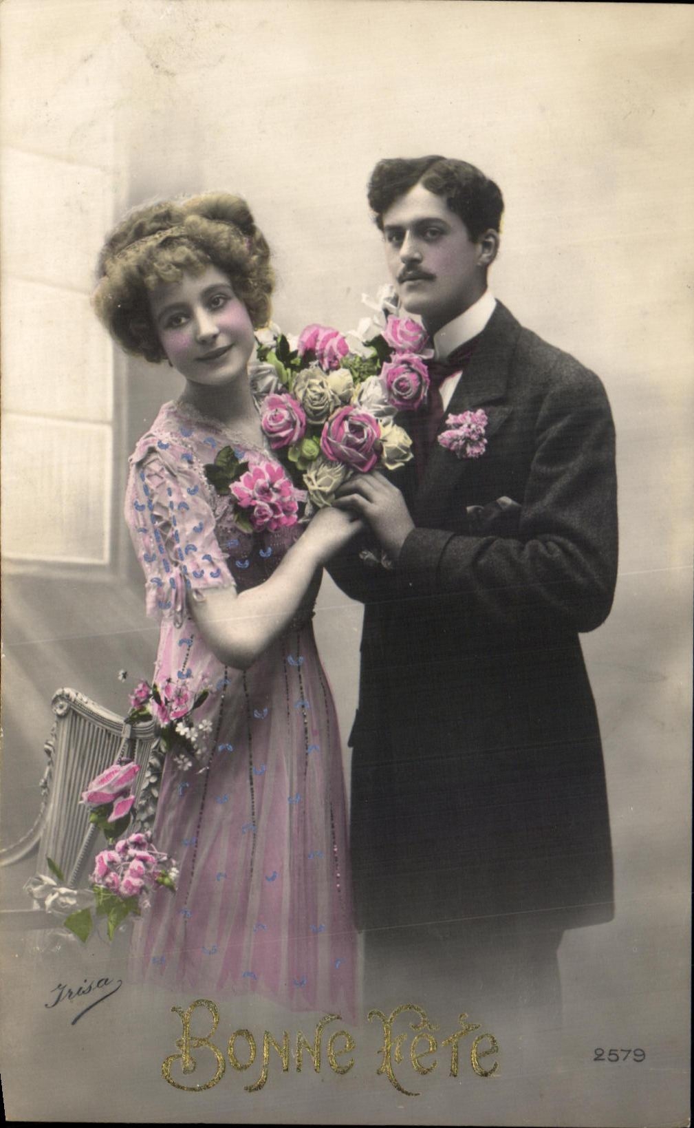 CPA Fantaisie Femme Couple Bonne Fete