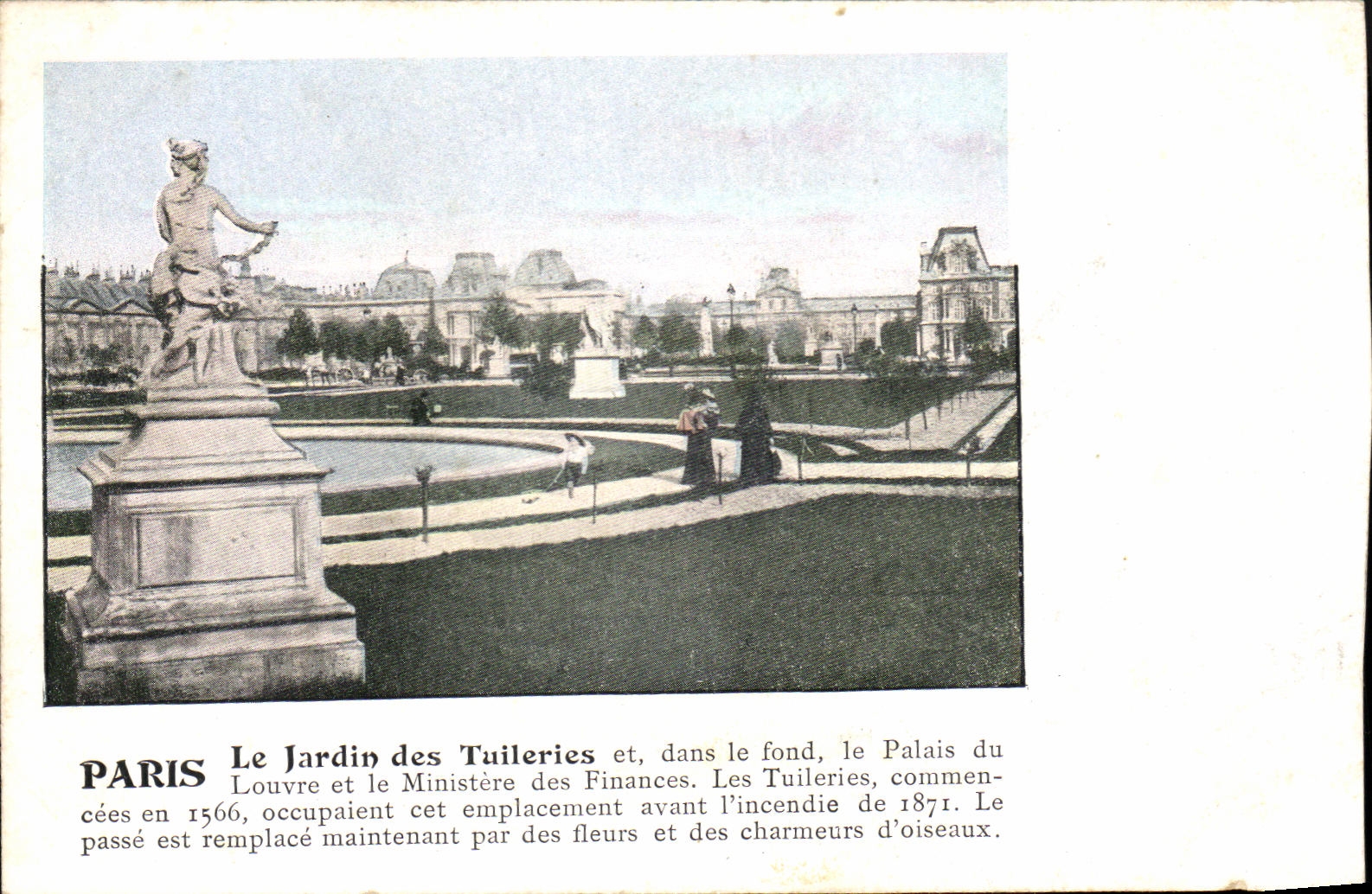 CPA Paris the Garden of Tileries and in the content the palate of Louvre and the Ministry for Finances