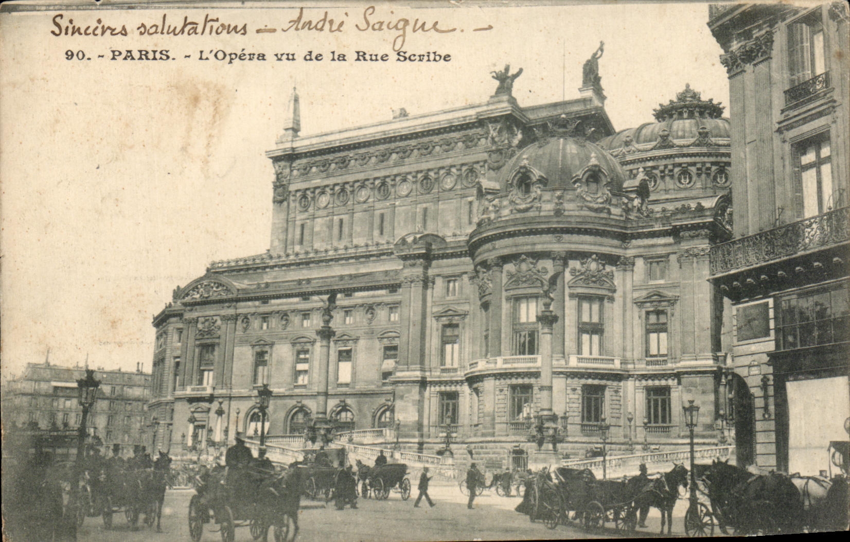 CPA Paris L'opera vu de la Rue Scribe