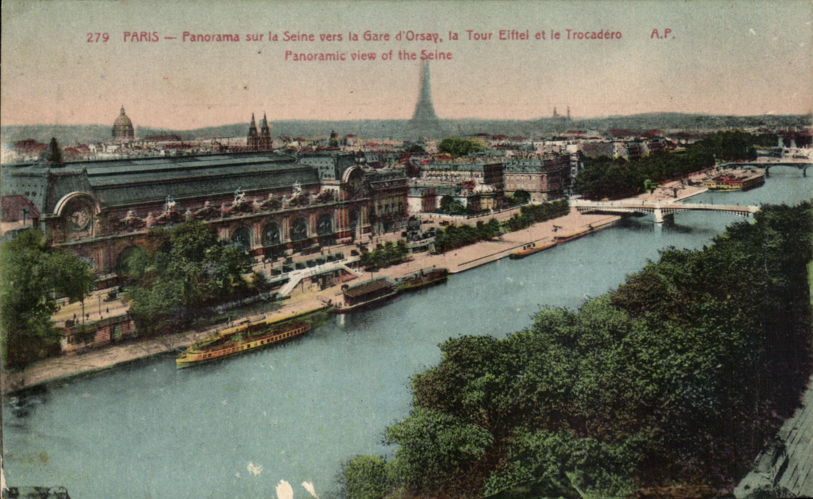 CPA Paris Panorama sur la Seine vers la Gare d'Orsay la Tour Eiffel