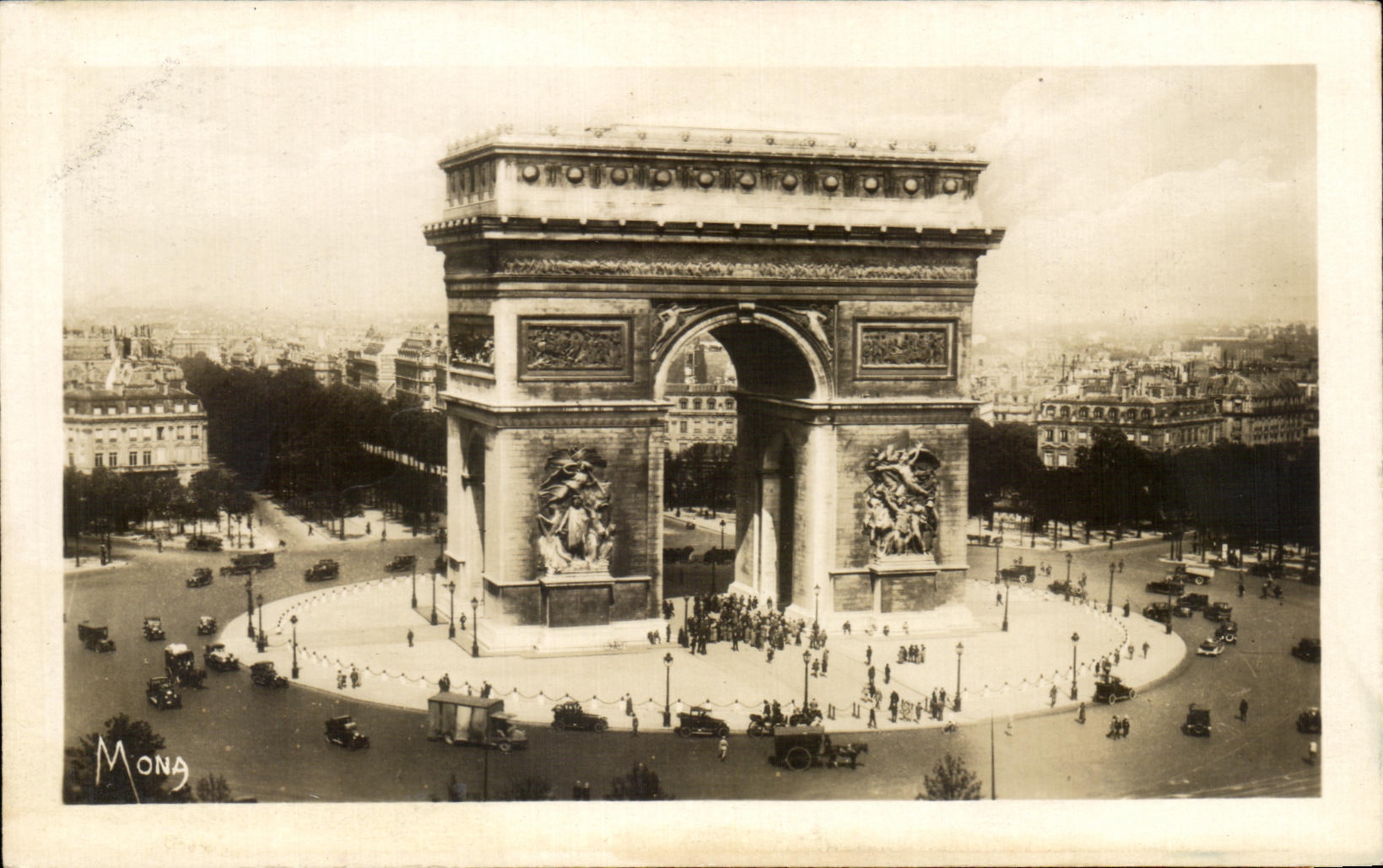 Pequenas tablas de CPA de Paris el lugar de Etoile y de Arc De Triomphe