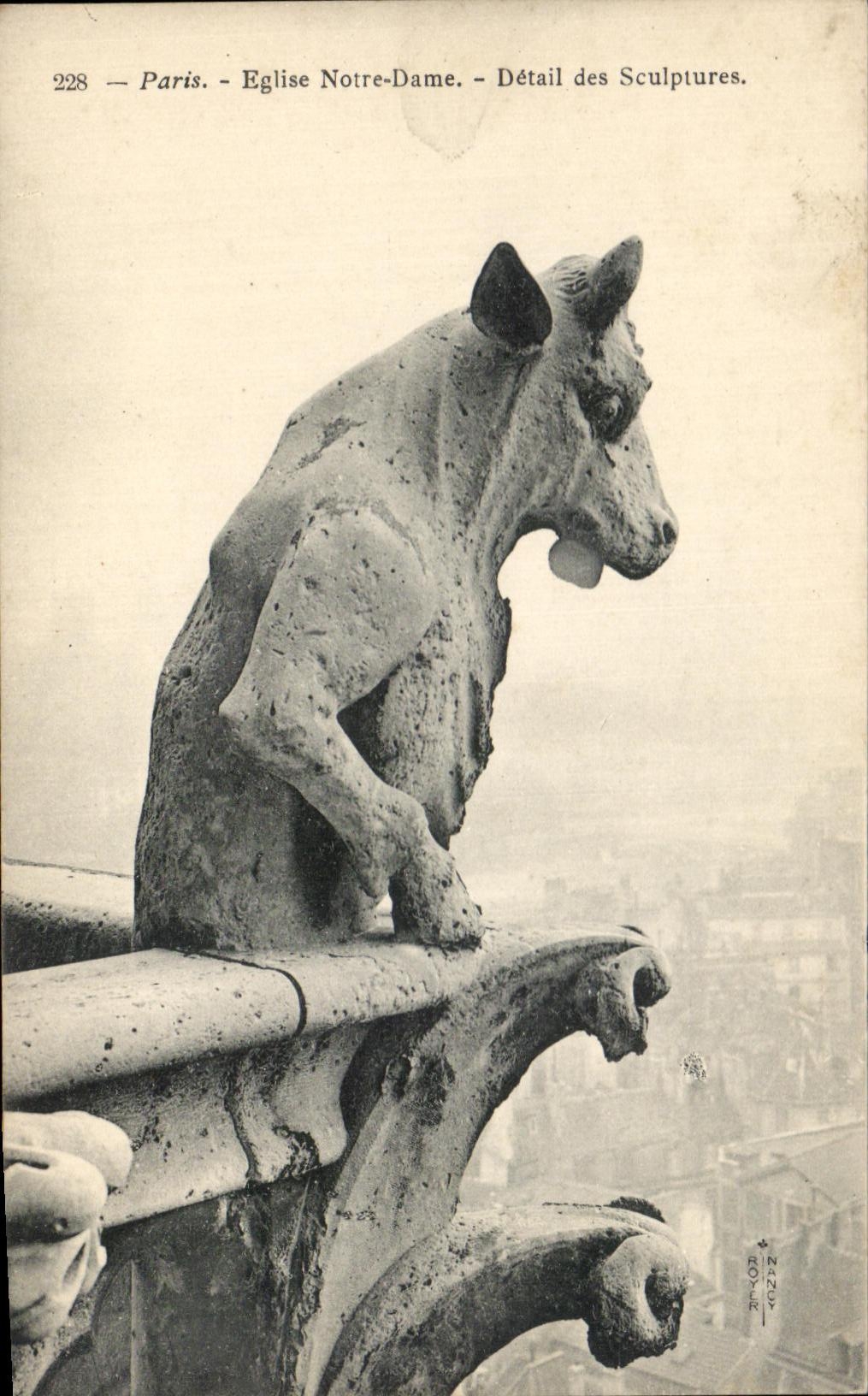 CPA Paris Church Notre Dame Detail of the Sculptures Dream Goat