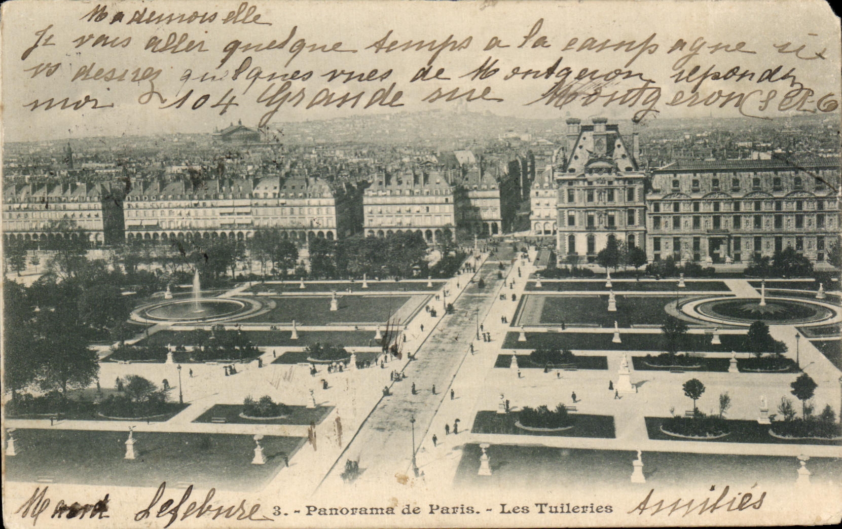 Panorama de CPA del Louvre Tileries de Paris