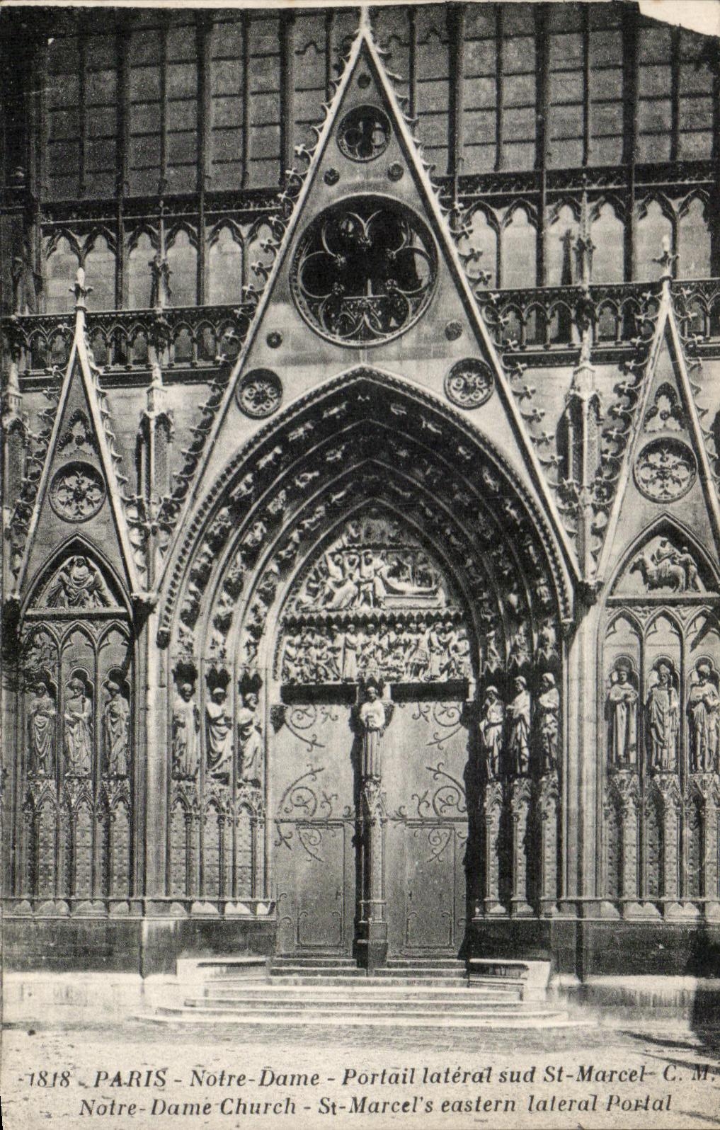 CPA Paris Notre Dame side Gate southern St Marcel