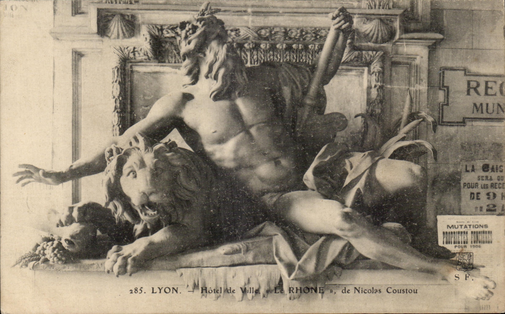 CPA Lyon Town hall the Rhone of Nicolas Coustou Neptune Lion