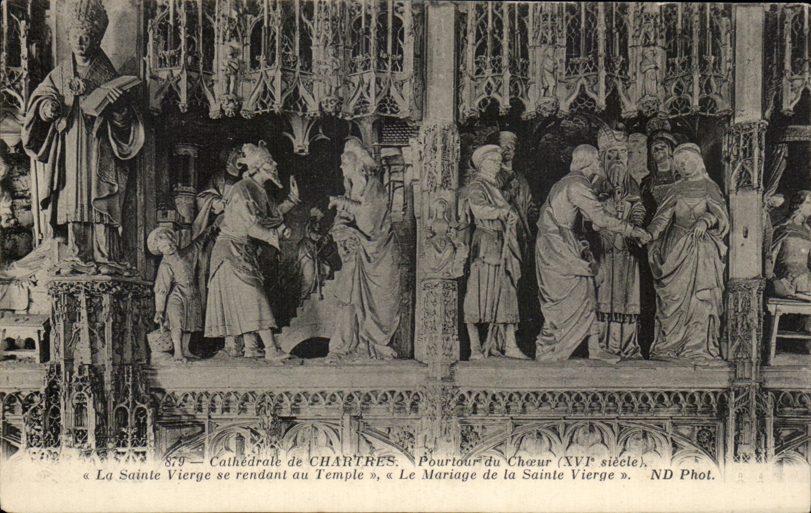CPA Catherale de Chartres Pourtour du Choeur La Sainte Vierge se Rendant au Temple Le mariage de la Sainte Vierge