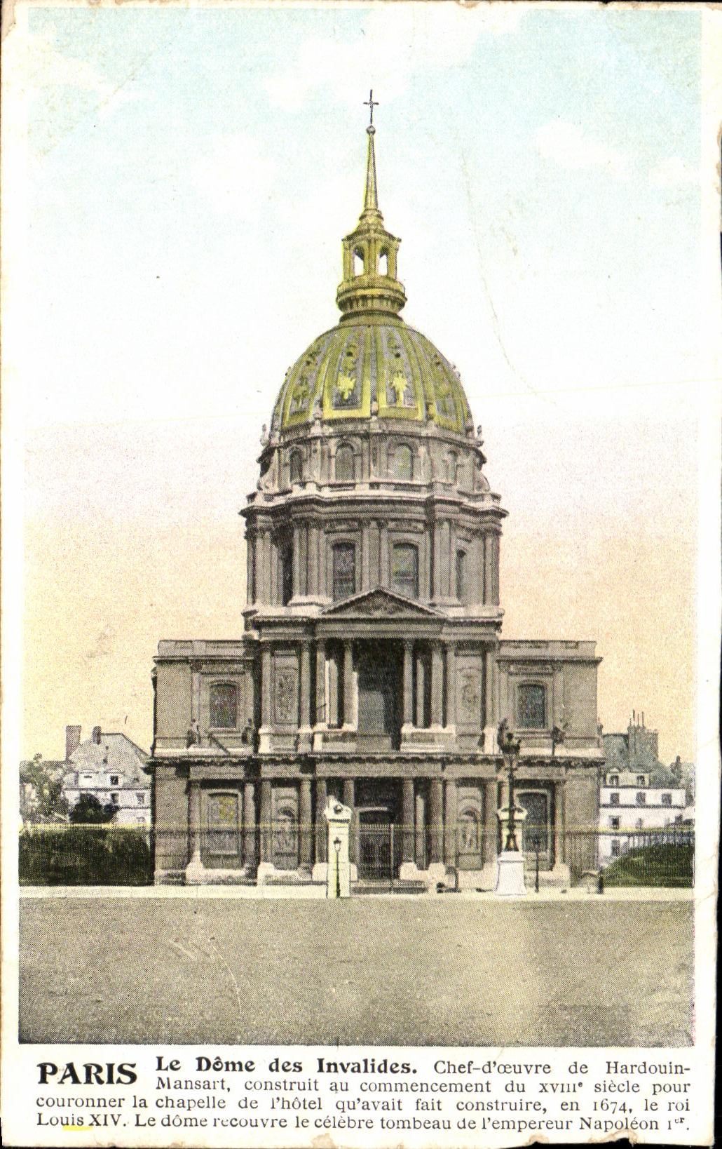 CPA Paris Le Dome Des Invalides Chef d'Oeuvre De Hardouin Mansart