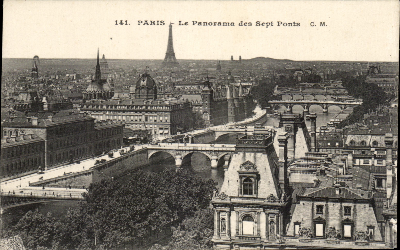 CPA Paris the Panorama of the seven bridges Eiffel Tower