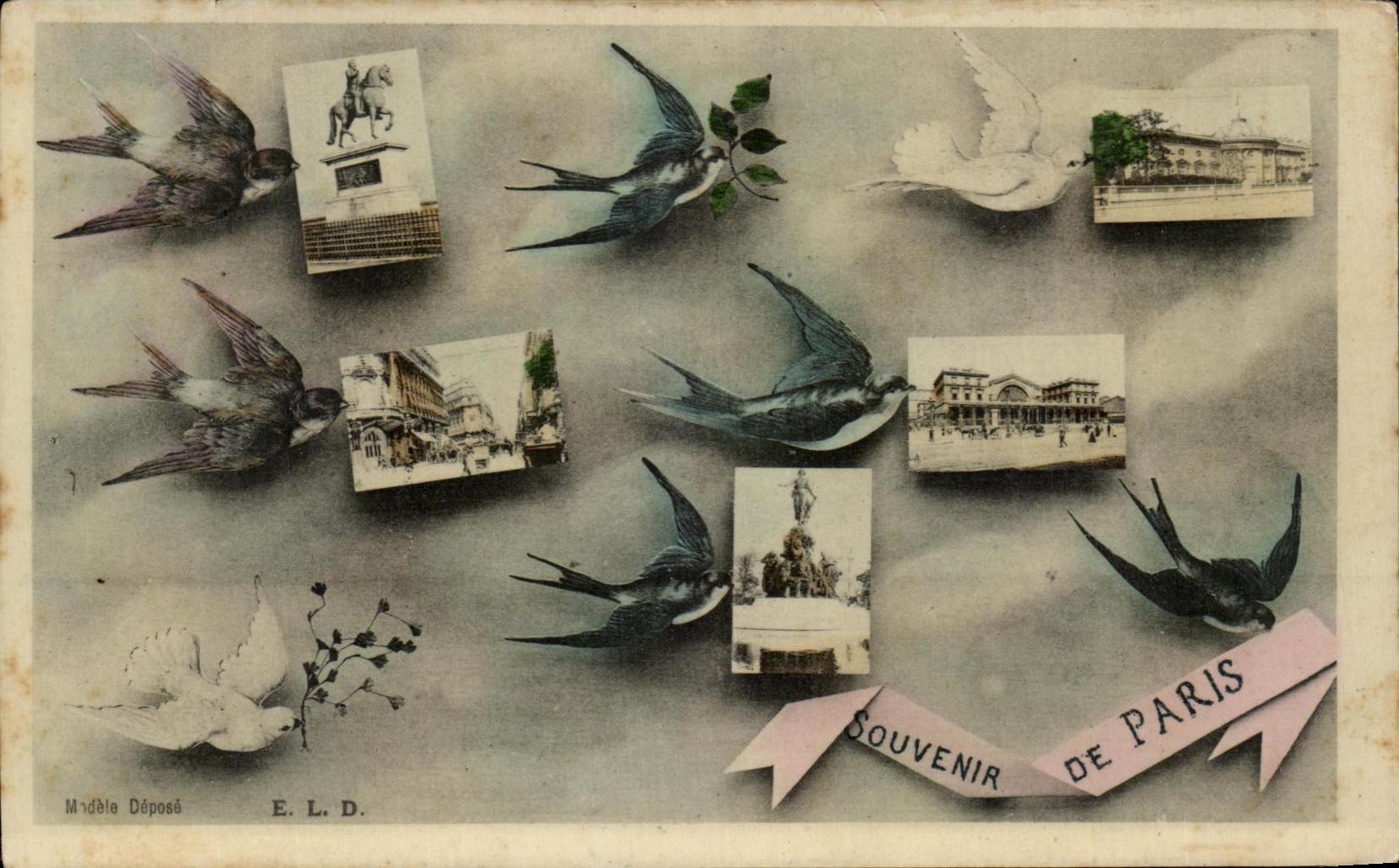CPA Souvenir De Paris Hirondelles