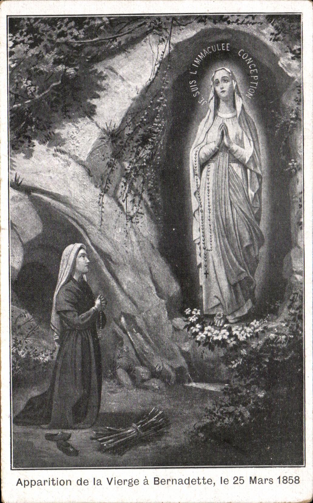 CPA Lourdes Apparition de la Vierge a Bernadette le 25 mars 1858