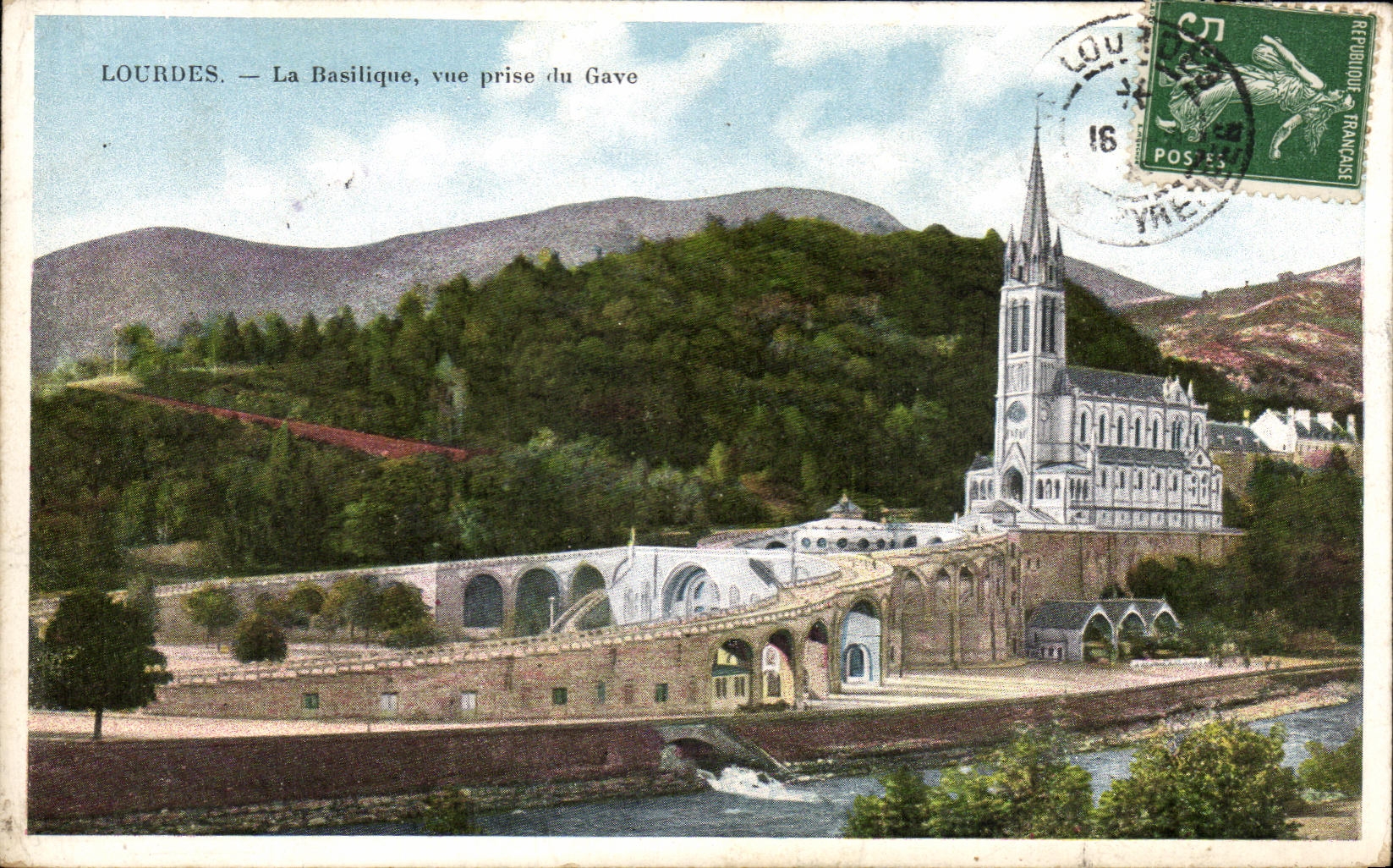 CPA Lourdes the Basilica Seen from Of Gave