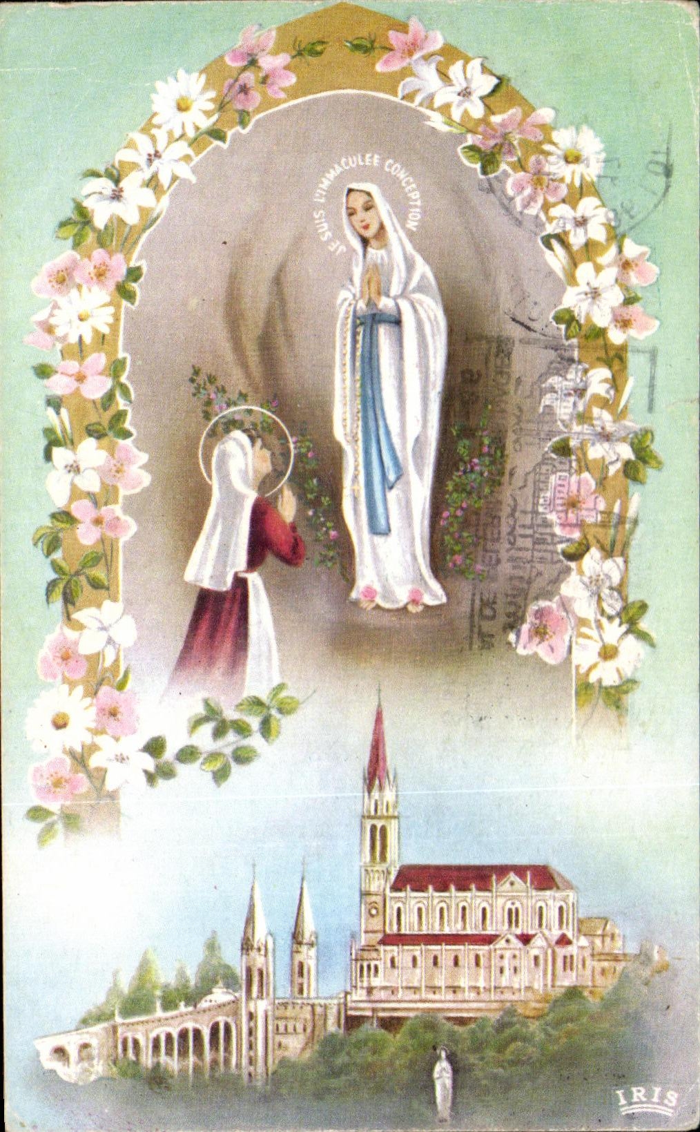 CPSM Lourdes L'Apparition et la Basilique