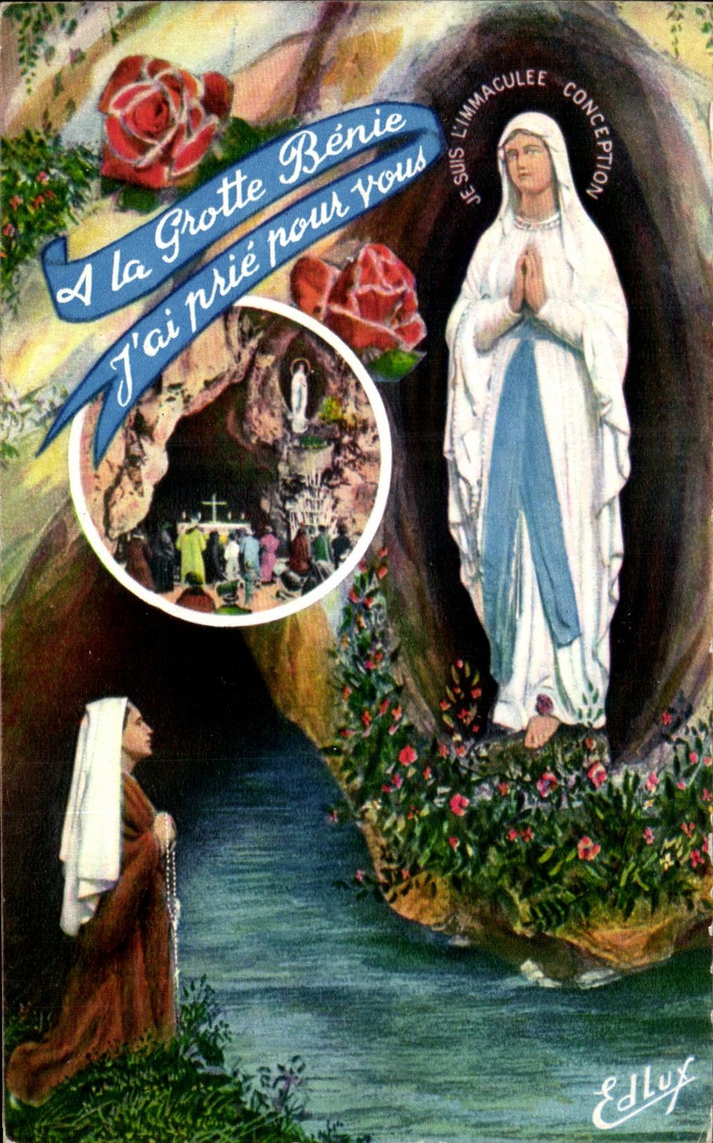 CPSM Lourdes L'Apparition et la Grotte Miraculeuse 