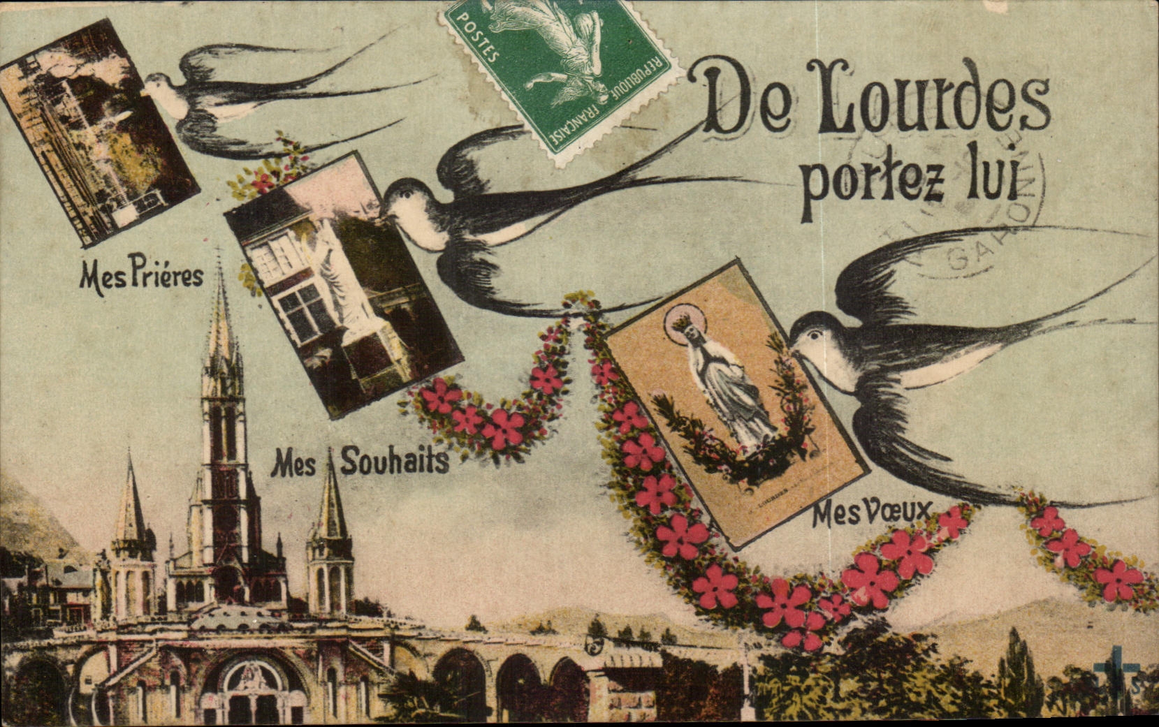 CPA De Lourdes Portez lui Mes Prieres Hirondelles 