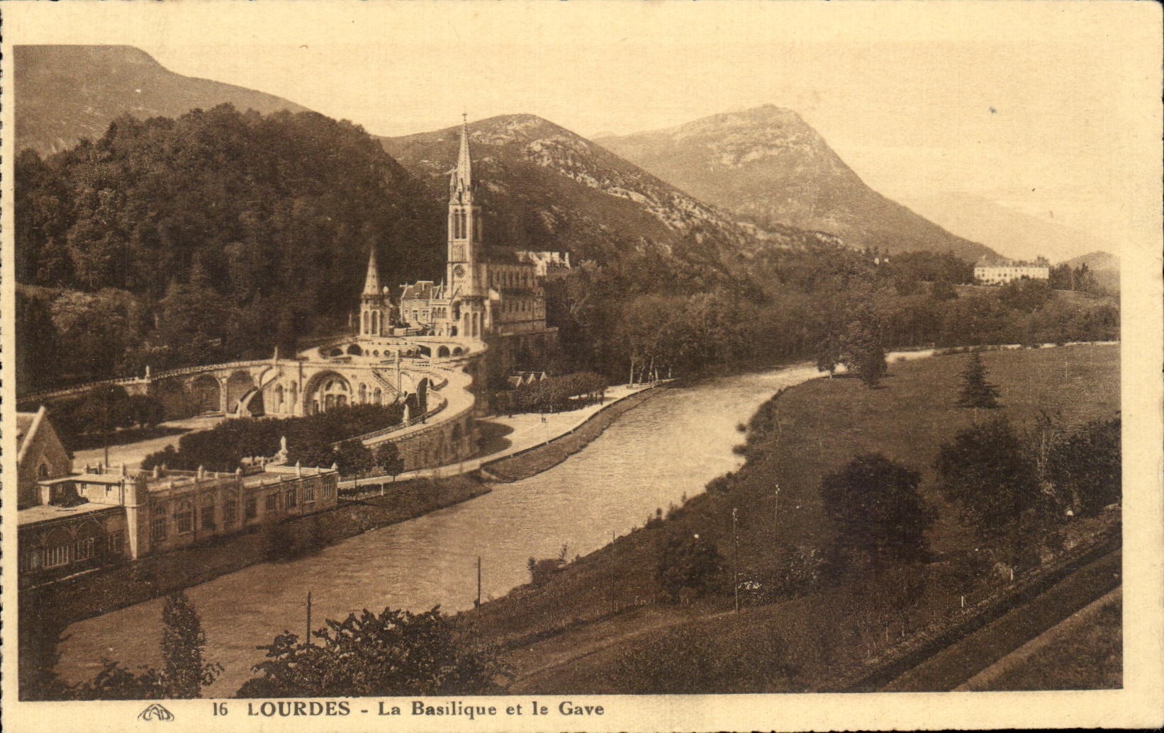 CPA Lourdes Le Basilique et le Gave