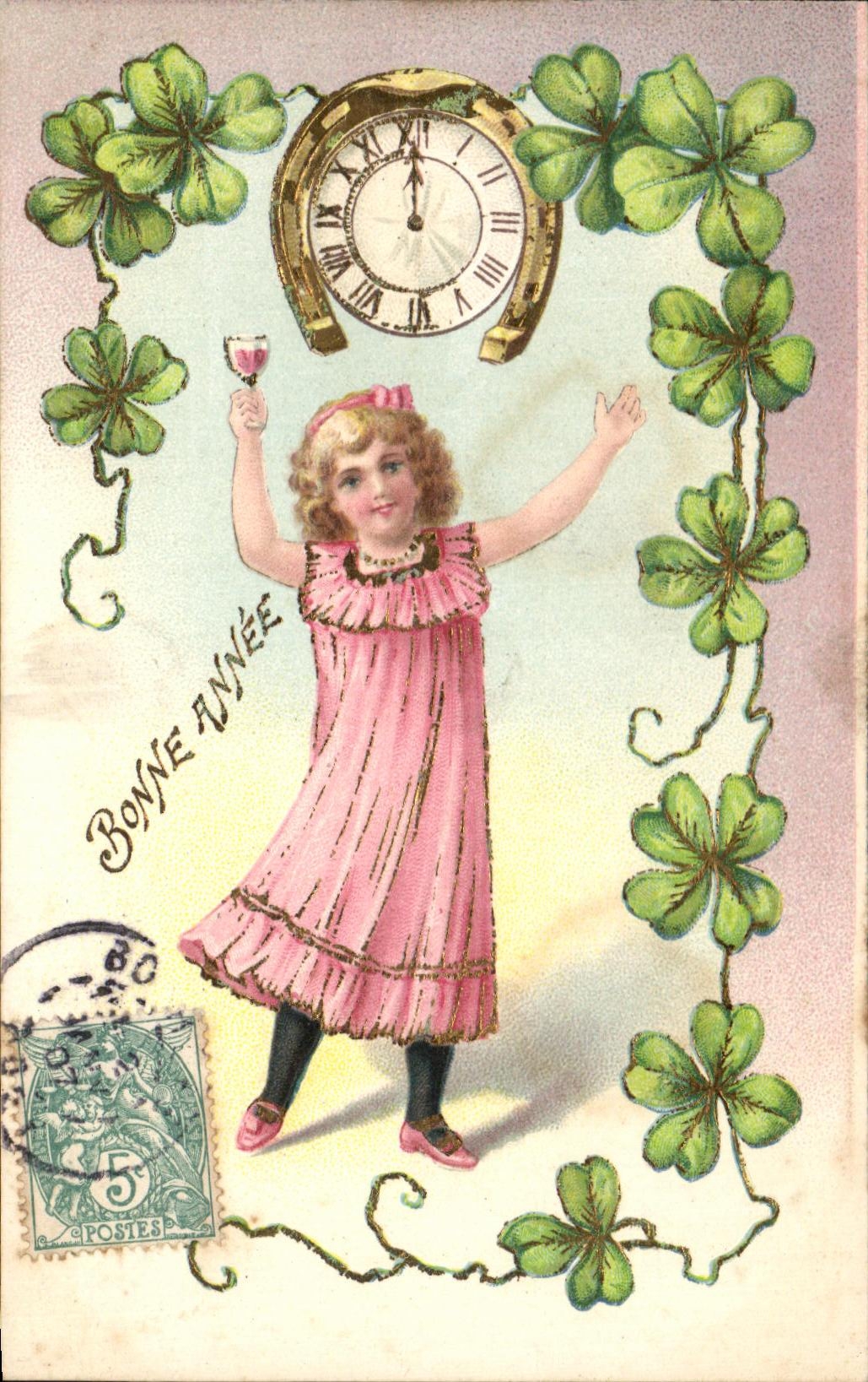 CPA Fantaisie Enfant Horloge Trefles