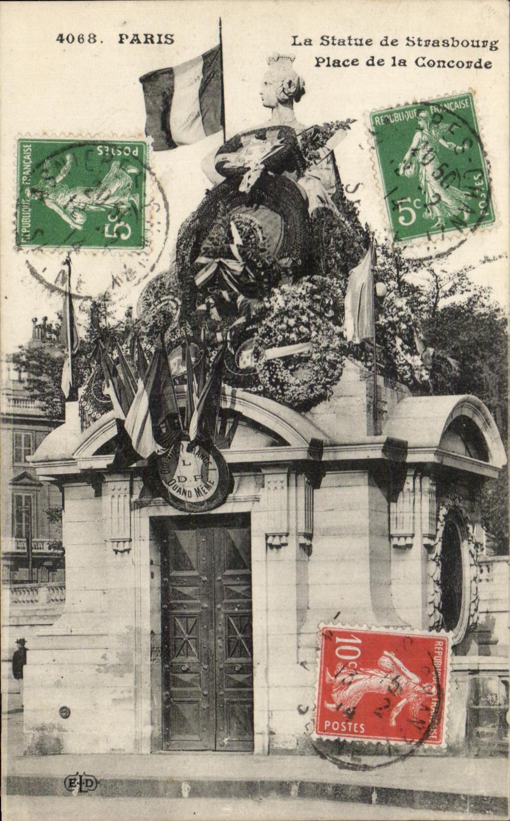 CPA Paris Statue Of Strasbourg Places Harmony