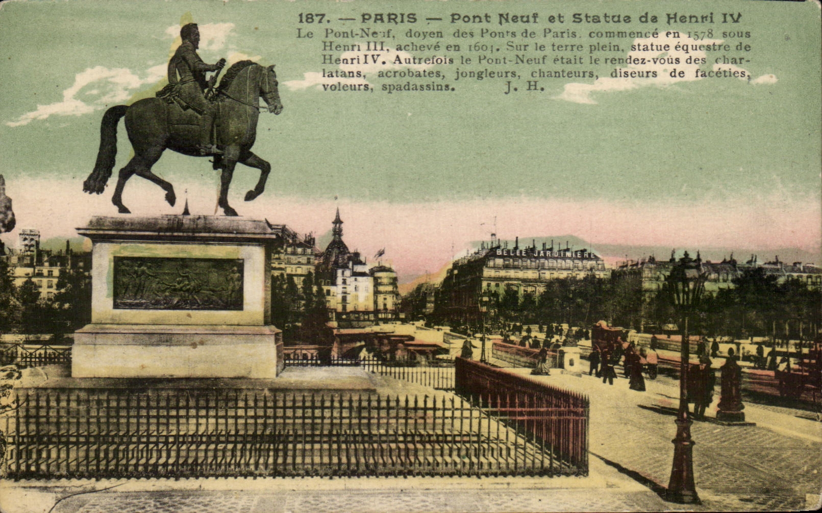 CPA Paris New Bridge And Statue of Henri IV the Bridge Beautiful Flower stand