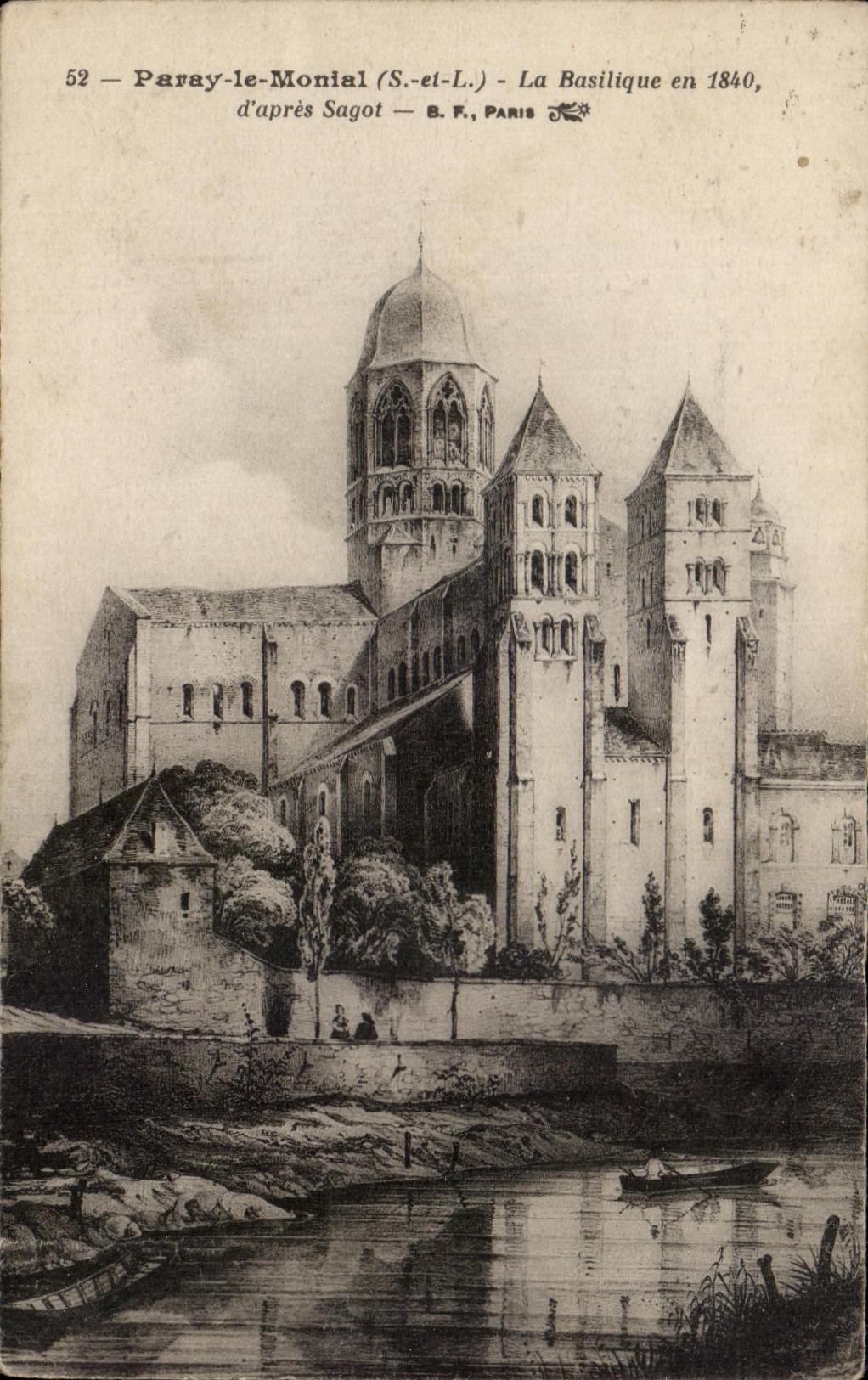 CPA Paray Monial the Basilica in 1840 according to Sagot