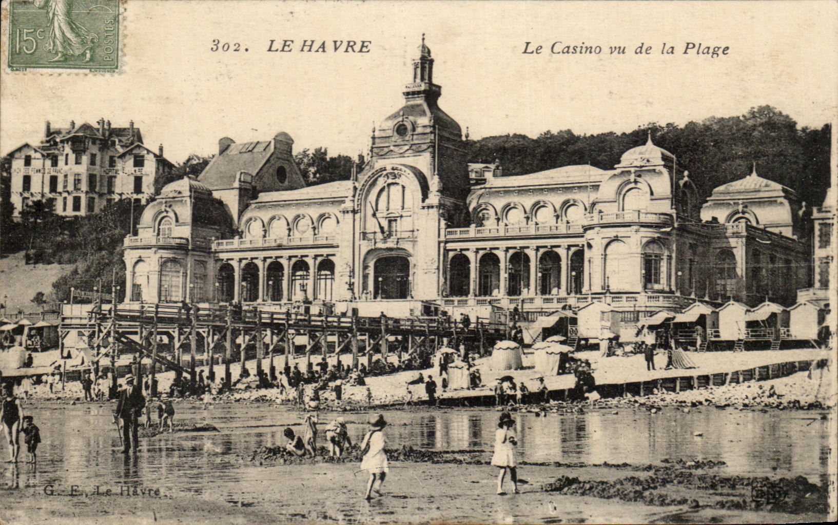 CPA Le Havre el casino visto de la playa
