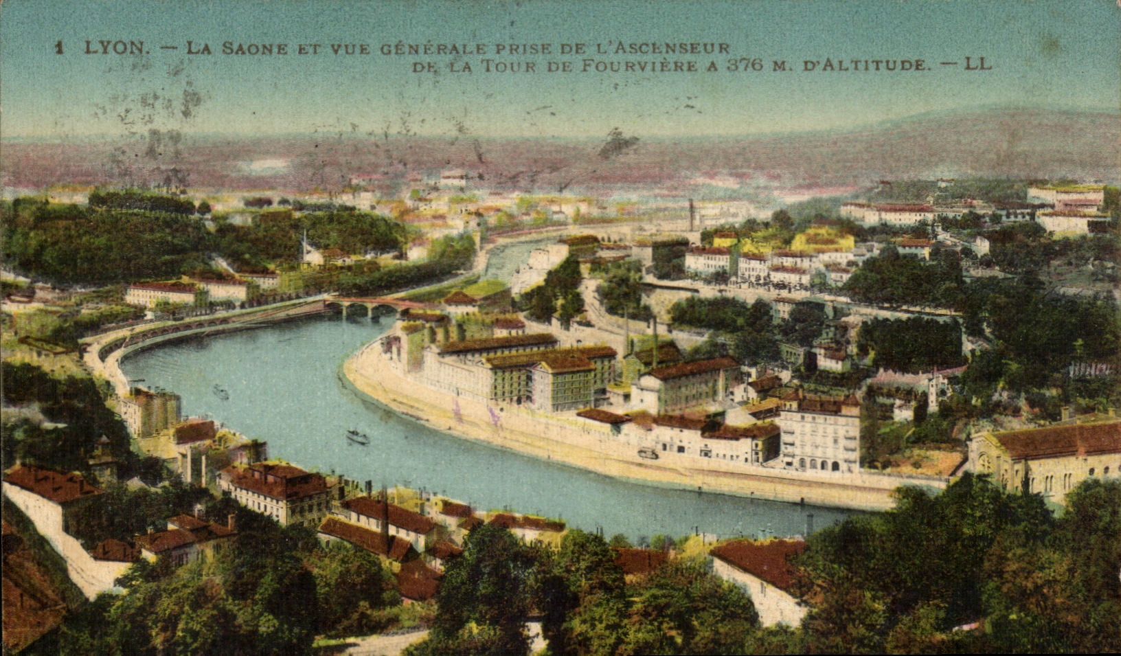 CPA Lyon the Saone And View Taken Elevator Of the Tower De Fourviere