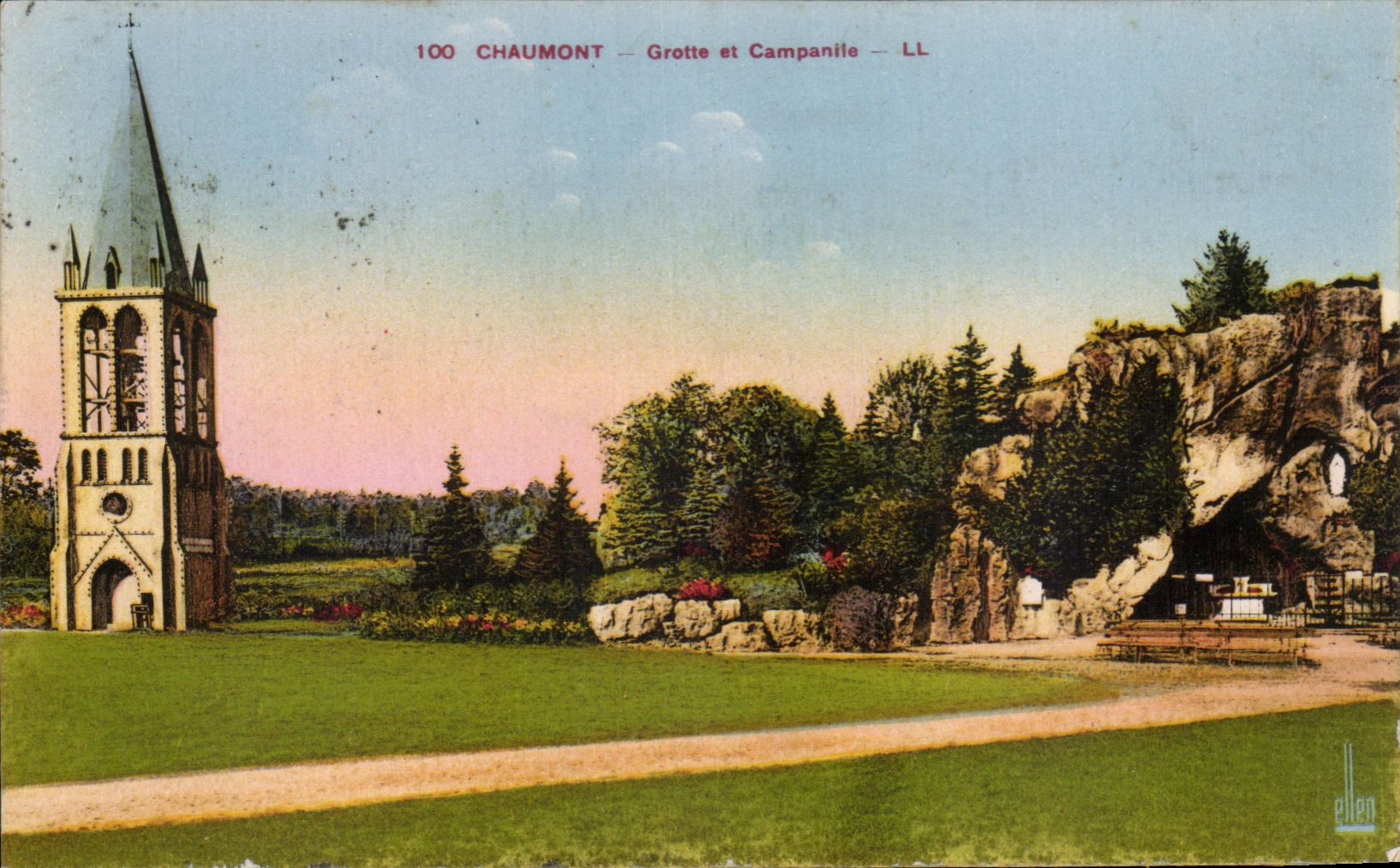CPA Chaumont Grotte et Campanile
