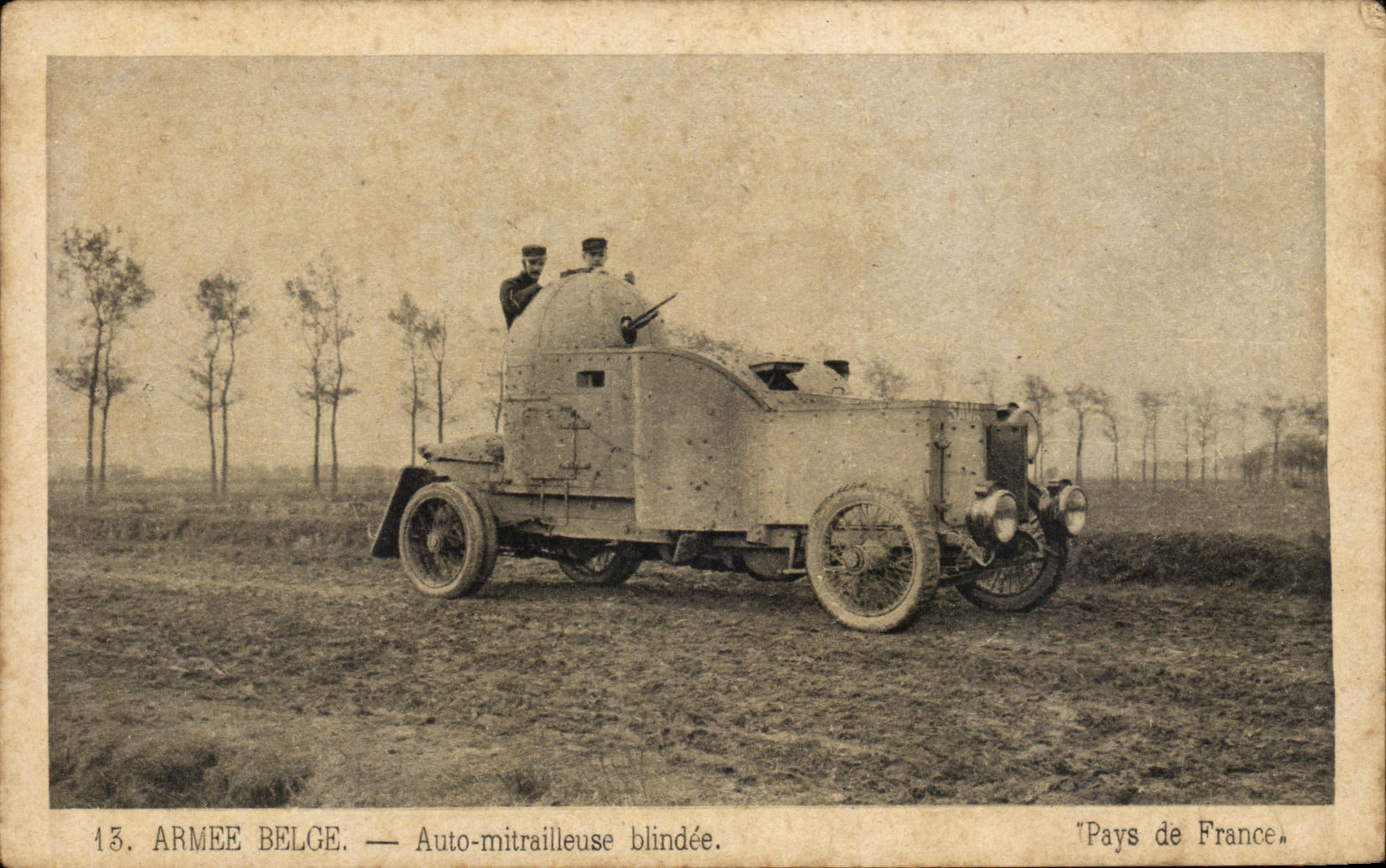 CPA Armee Belge Auto mitrailleuse blindee Militaria