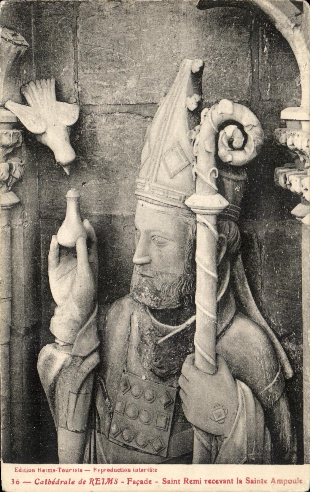 CPA Cathedral of Rheims Frontage Remi Saint Receiving Sainte the Bulb
