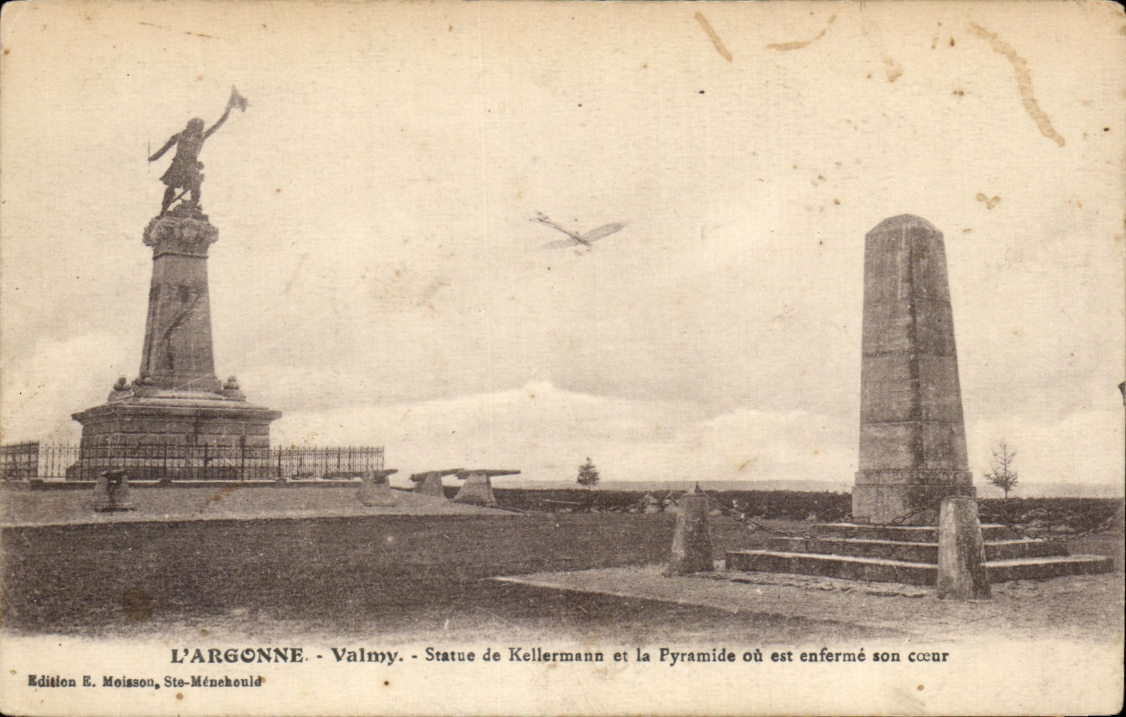 CPA Argonne Valmy Statue of Kellermann and the Pyramid or east locks up Avion