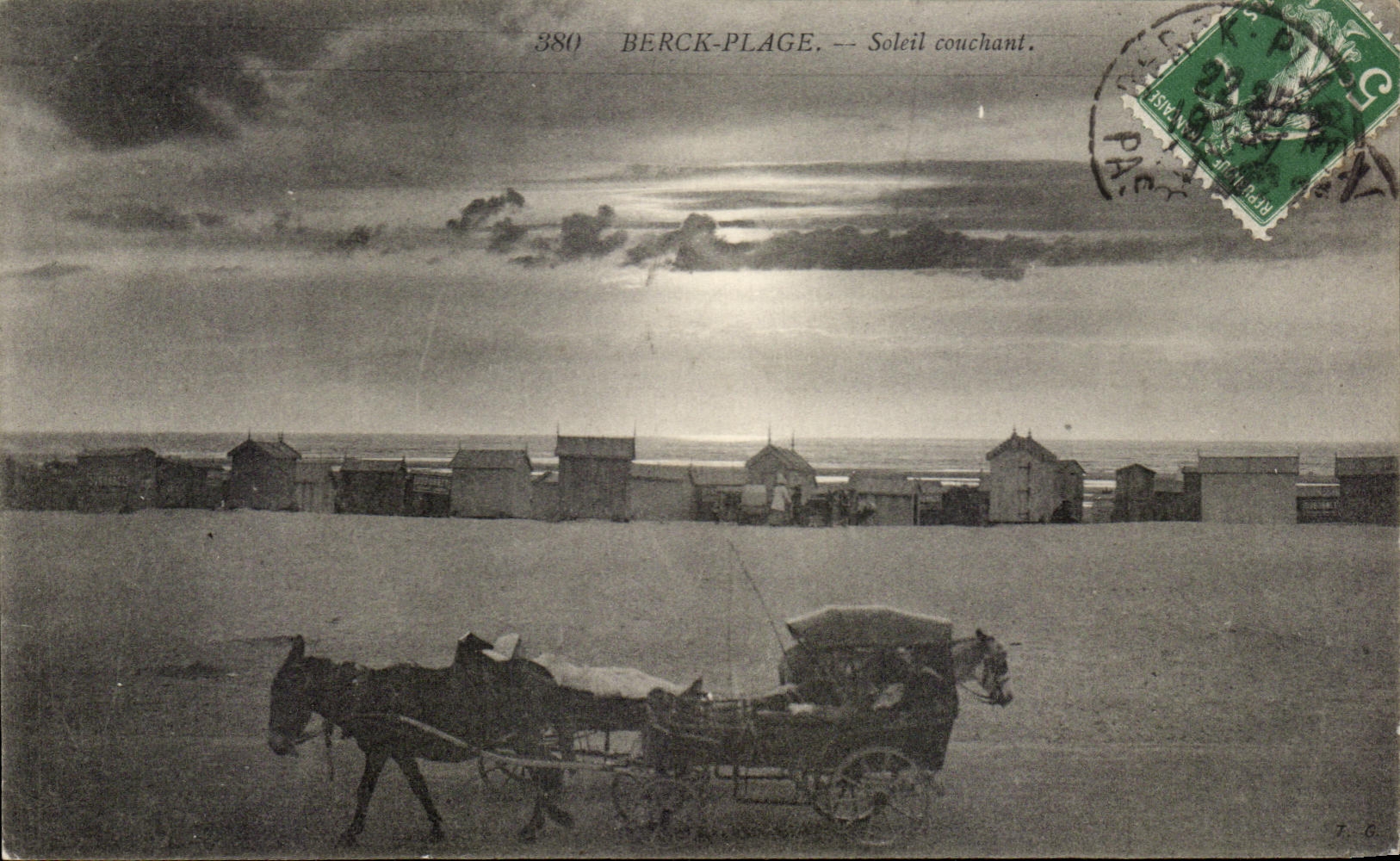 CPA Berck Plage Soleil Couchant Ane Donkey