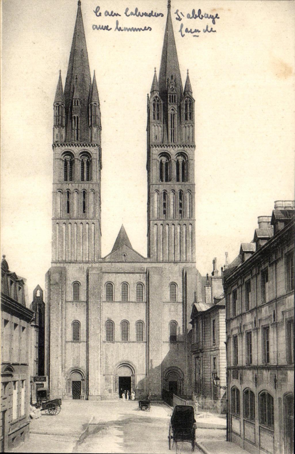CPA Caen Abbey with the men Frontage