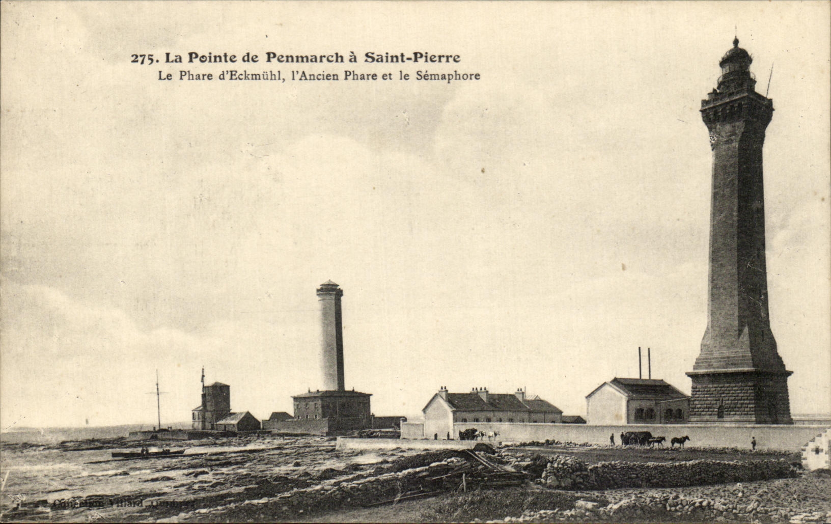 CPA Top of Penmarch has holy Pierre the Lighthouse of Eckmuhl the Old Lighthouse and the Semaphore