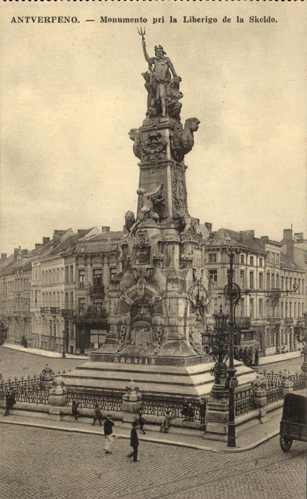 Pri Liberigo de CPA Antverpeno Monumento de Skeldo