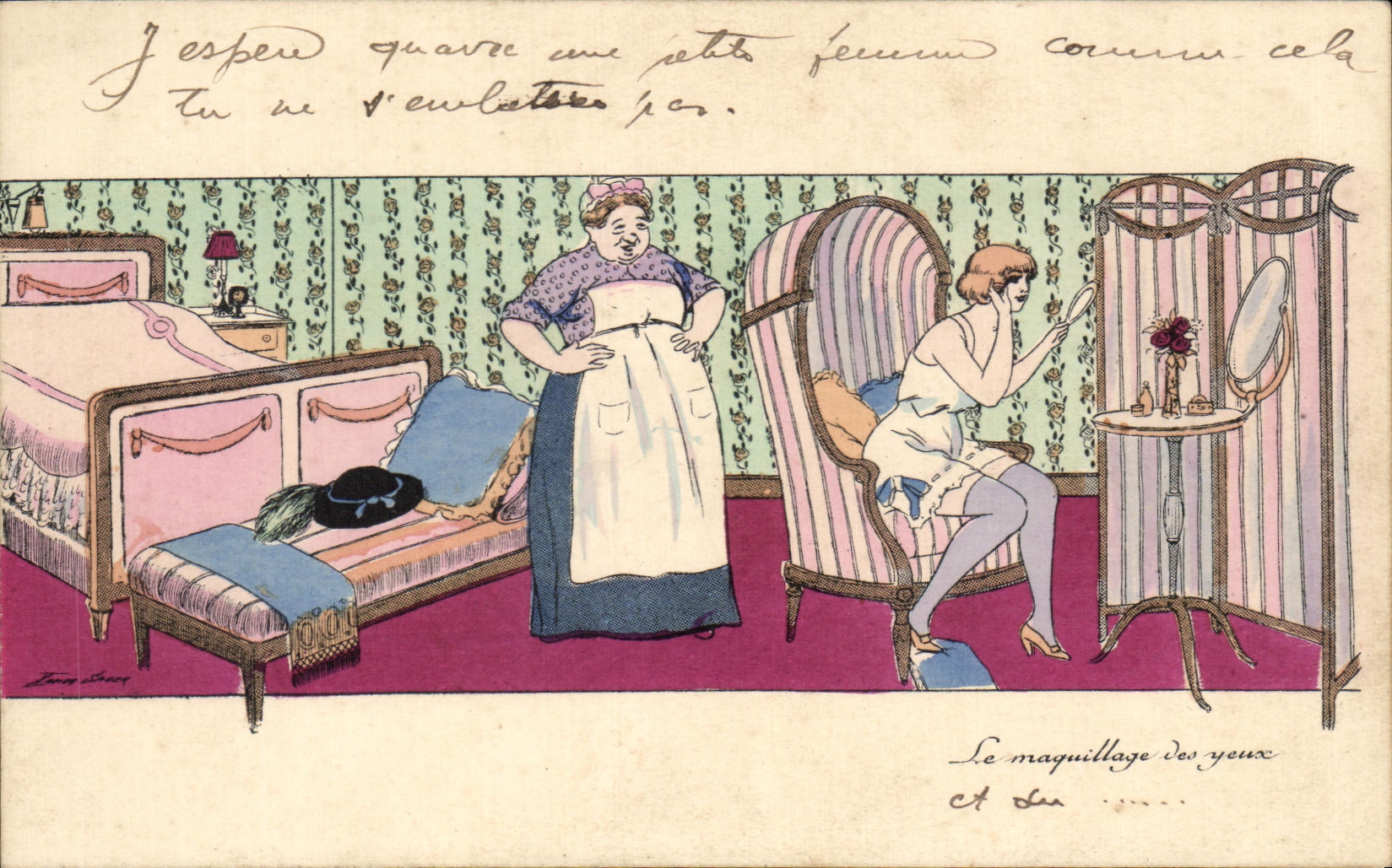 CPA Le Maquillage des Yeux Femmes Coquette 