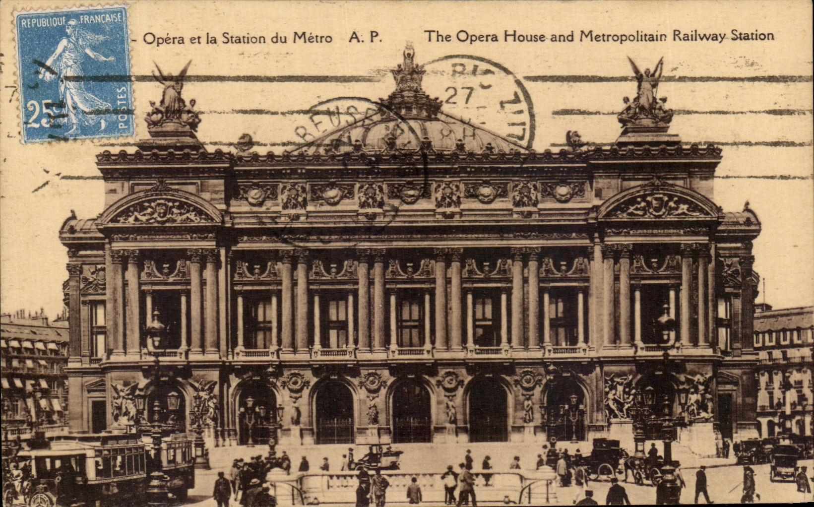 CPA Opera And the Station Of the Subway Opera Cover And Metropolitan Railway Station