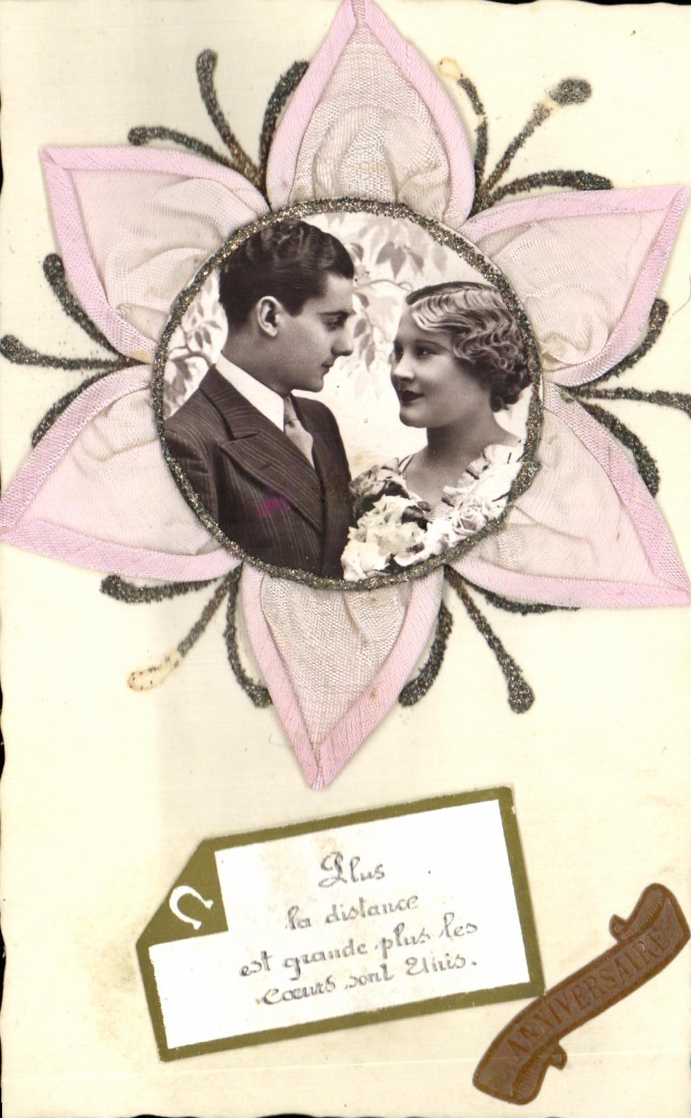 CPA Plus la dislance est Quande Plus Les coeurs sont unis Couple Femme Fantaisie