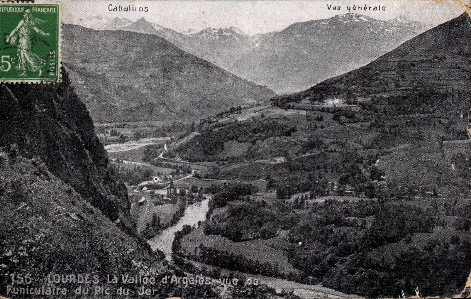 CPA Lourdes La Vallee d'Argeles Vue du funiculaire du pic de Jer