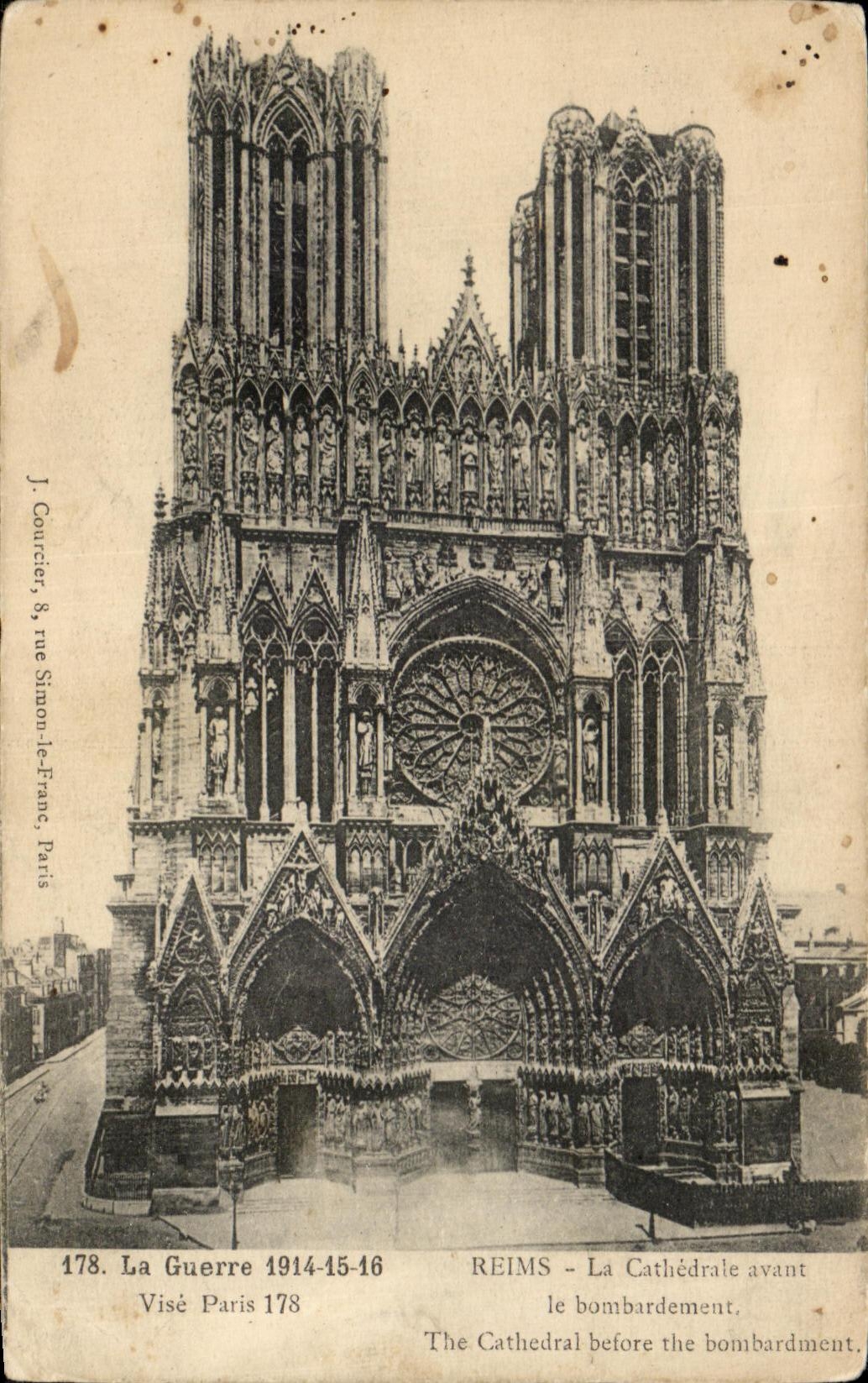 CPA Rheims the front Cathedral Aims Paris