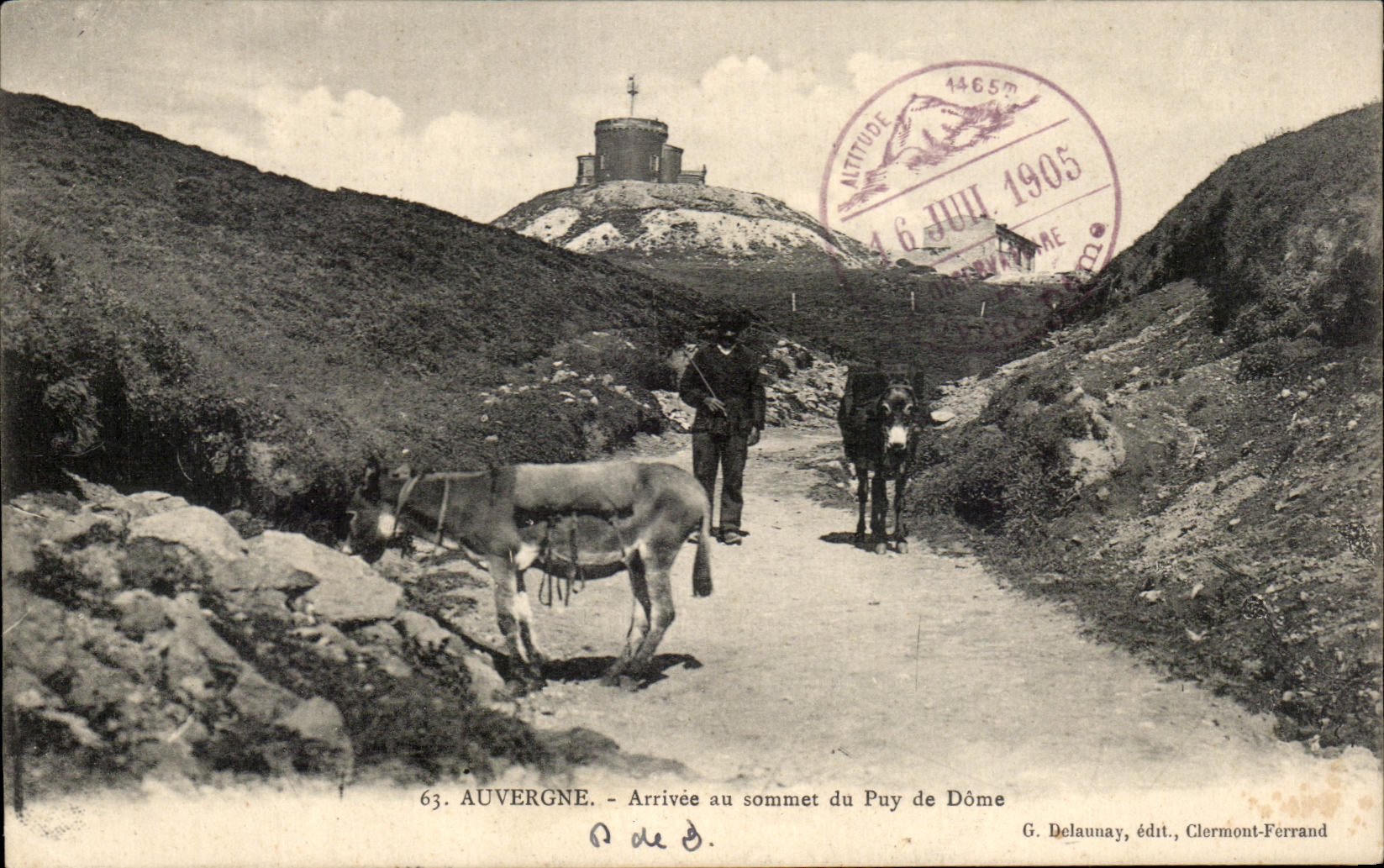 CPA Auvergne Arrival At the Top of Puy de Dome Ass Donkey