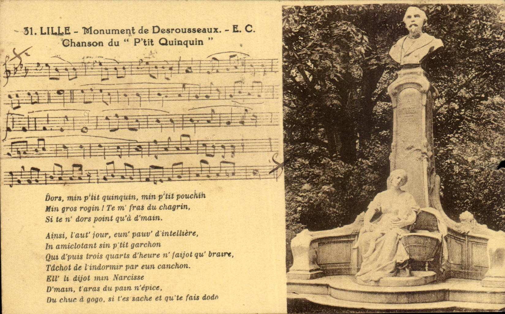 CPA Lille Monument of Desrousseaux Song of Ptit Quinquin
