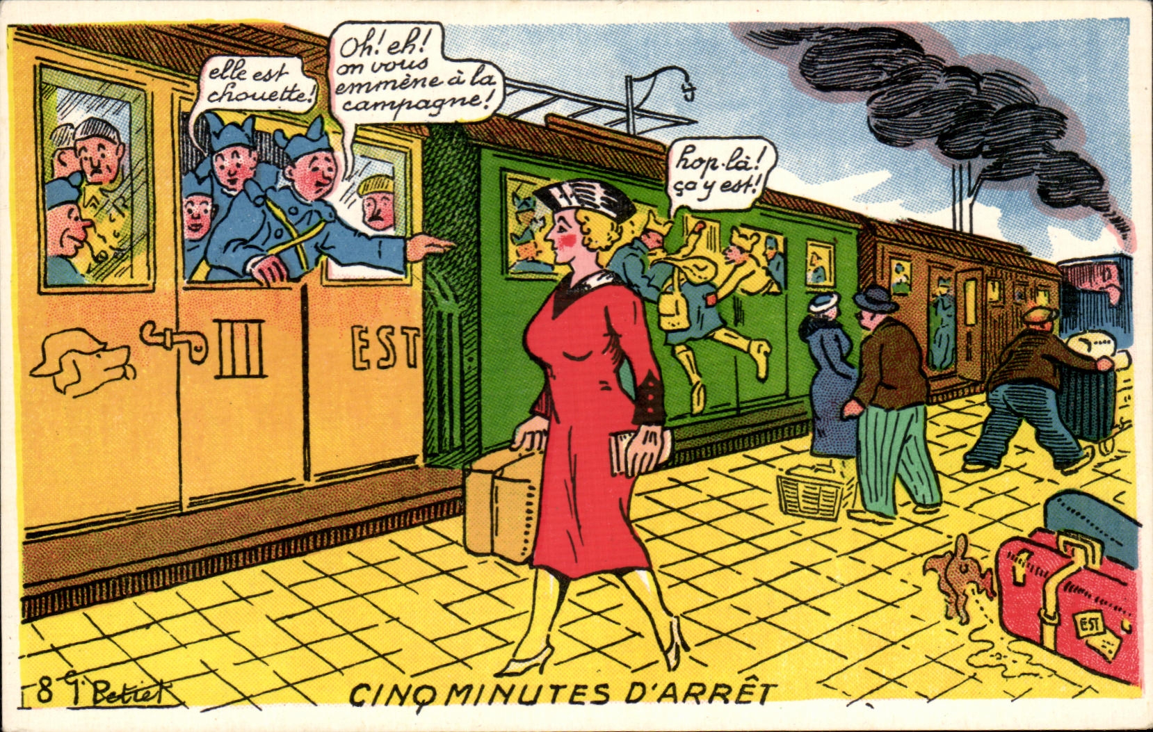 CPA Five minutes Of Stop Militaria Train