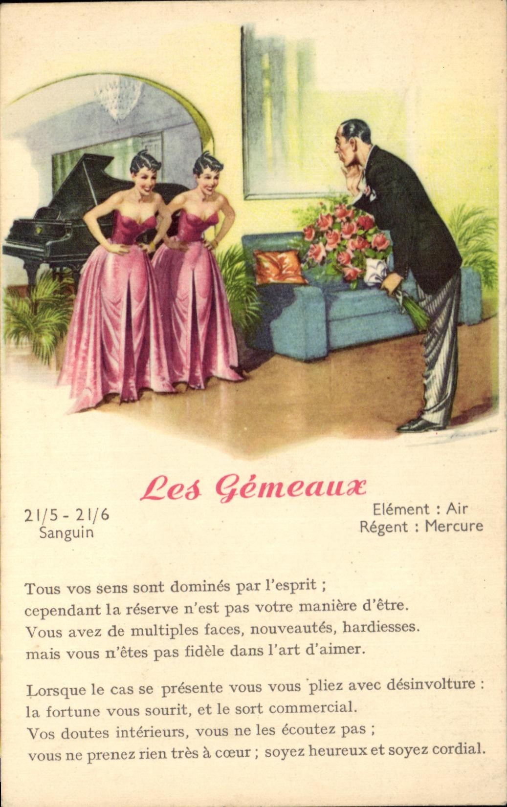 CPA Les Gemeaux Tous vos sens sont domines par l'esprit Zodiaque