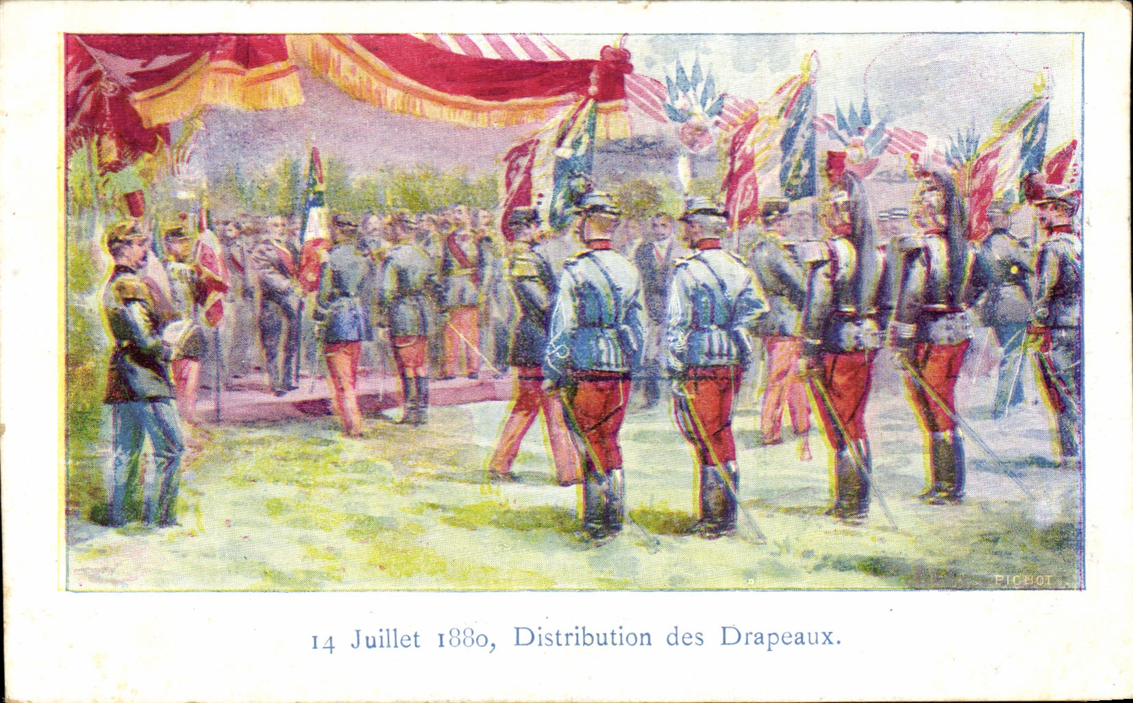 CPA Distribution of the Flags Militaria July 14th 1880