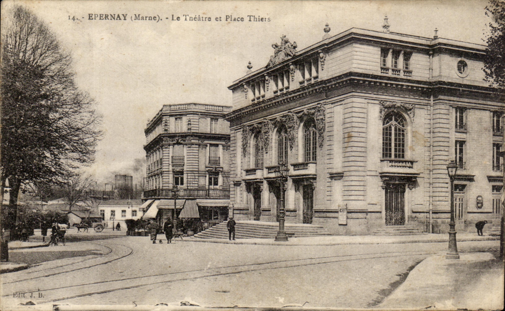 CPA Epernay the Theater and Places Thiers